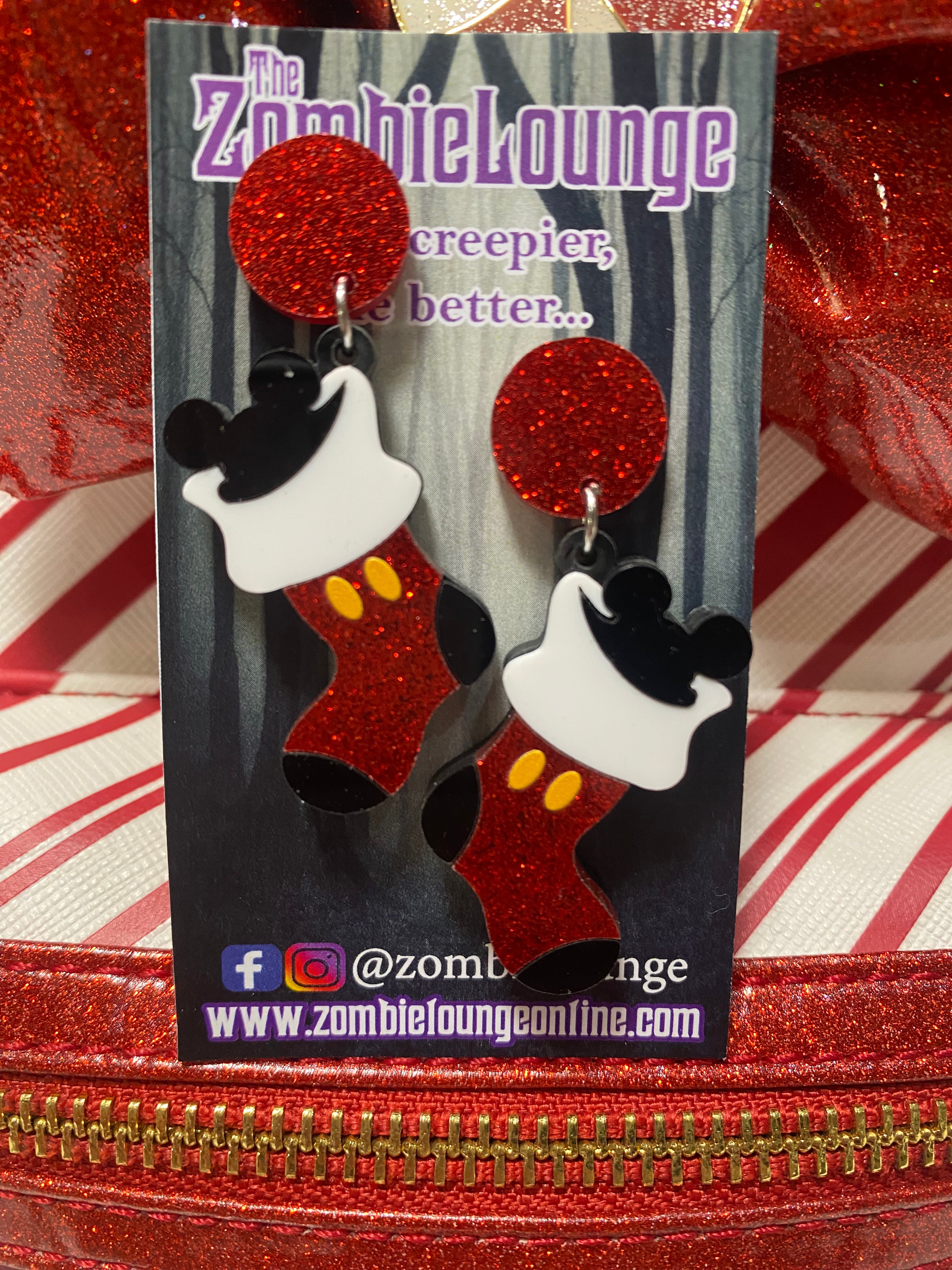Disney Mickey Mouse Christmas Stocking Dangle Earrings for Women - Festive Holiday Party Jewelry Gift