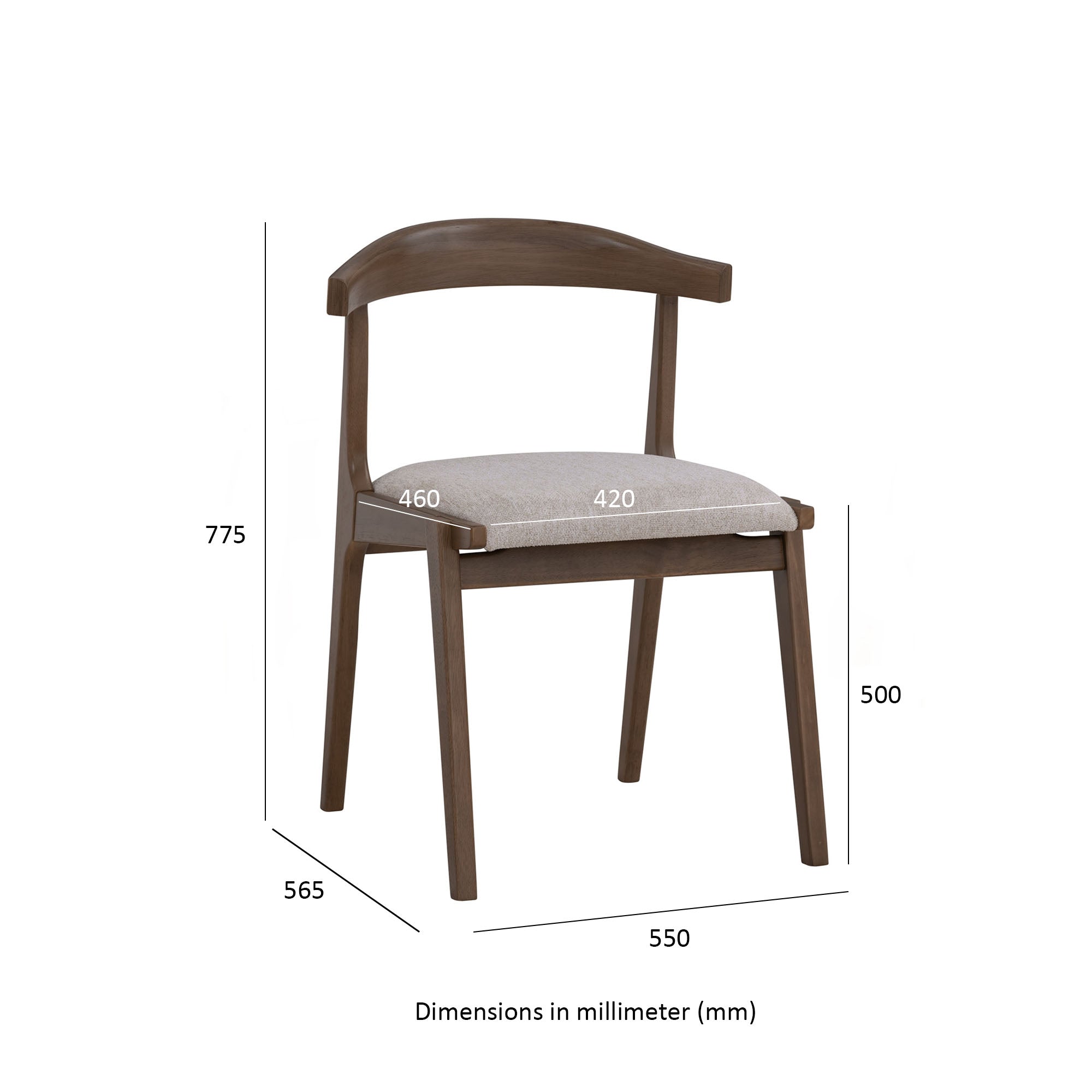 Roger Dining Chair - Modern Wooden Dining Room Chair with Upholstered Seat - Perfect for Kitchen, Dining Room, and Home Office Use