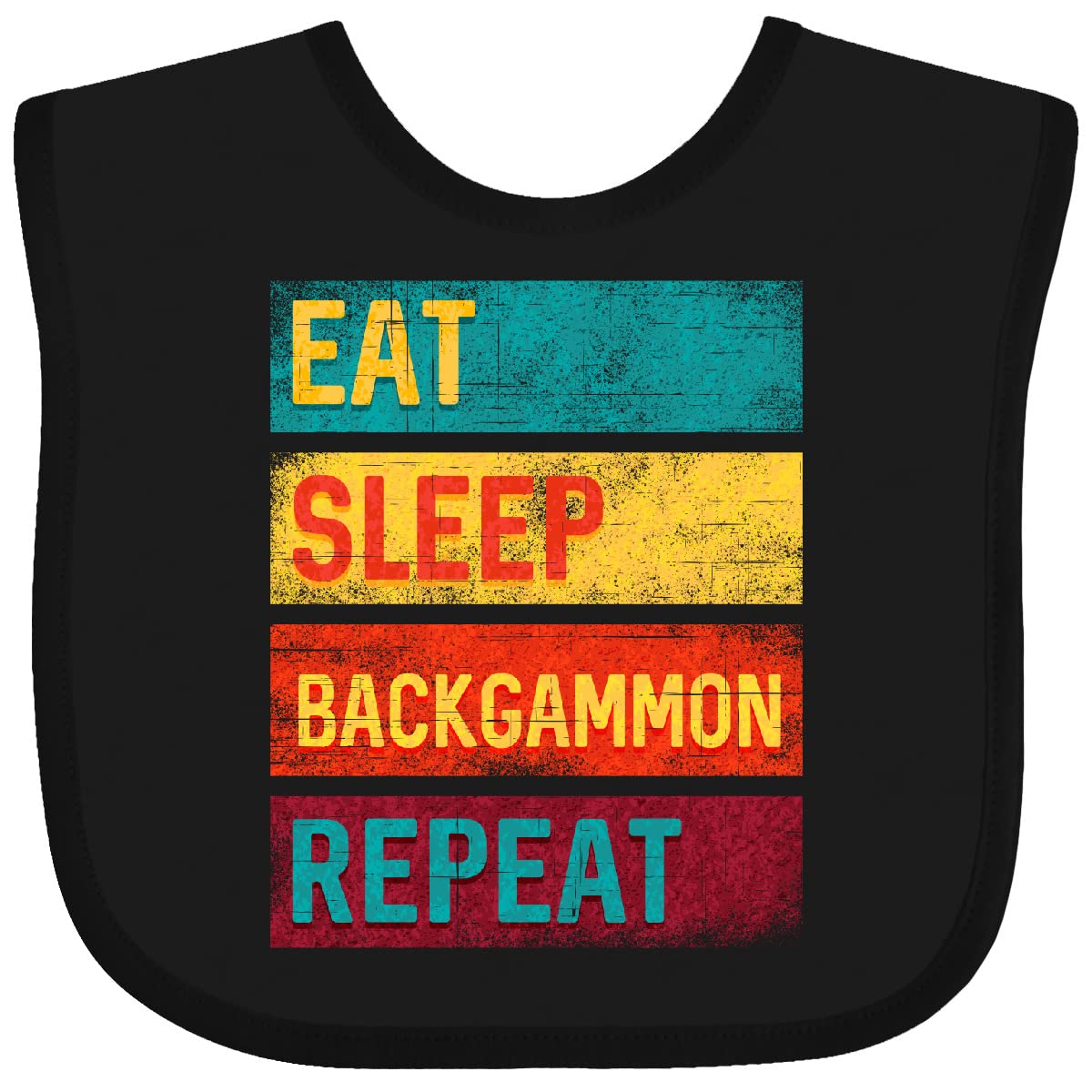 Inktastic Eat Sleep Play Backgammon Repeat Baby Bib - Soft Cotton Drool Bib for Infants & Toddlers - Perfect for Feeding, Teething, and Playtime