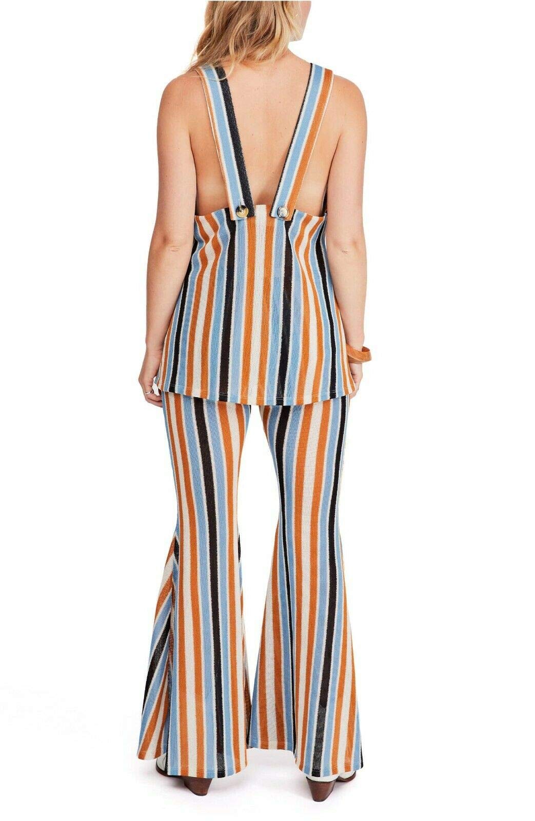 Free People Bridget Striped Vest and Pants Set - Mustard Color, Size Small | Women's Casual Outfit for Summer, Beach & Boho Style Fashion