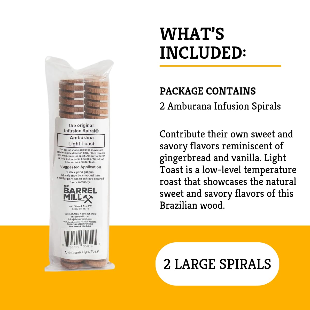 Craft A Brew - Amburana Infusion Oak Spirals for Home Beer Brewing - Light Toast Barrel Aging Spiral Sticks (2 Pack) - Adds Gingerbread & Vanilla Flavors to 5-6 Gallon Batches - Perfect for Craft Beer, IPA, Stout, and Homebrew Experimentation