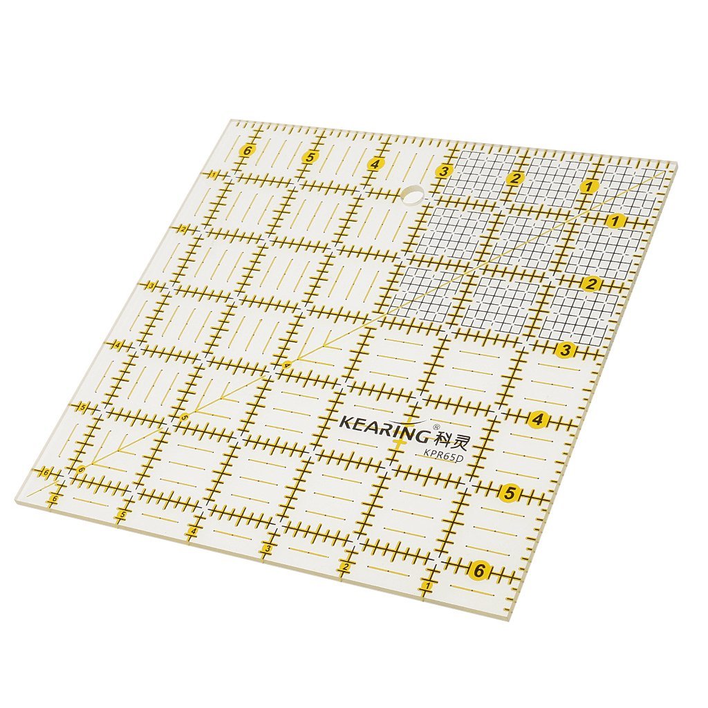16.5x16.5cm Square Grid Sewing Quilting Ruler - Precision Patchwork Template for DIY Craft Projects - Perfect for Quilting, Embroidery & Scrapbooking Designs