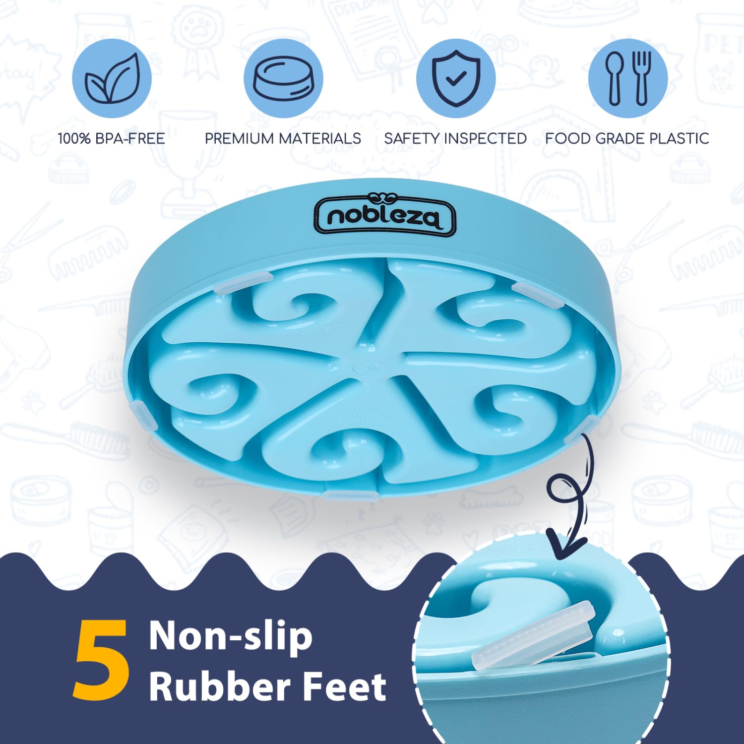 Premium Slow Feeder Dog Bowl - 8.03 Inch Large Anti-Gulping Pet Food Dish for Dogs & Cats | Helps Prevent Bloat & Improve Digestion | Perfect for Fast Eaters, Puppies & Multi-Pet Homes (Blue, 1 Pack)