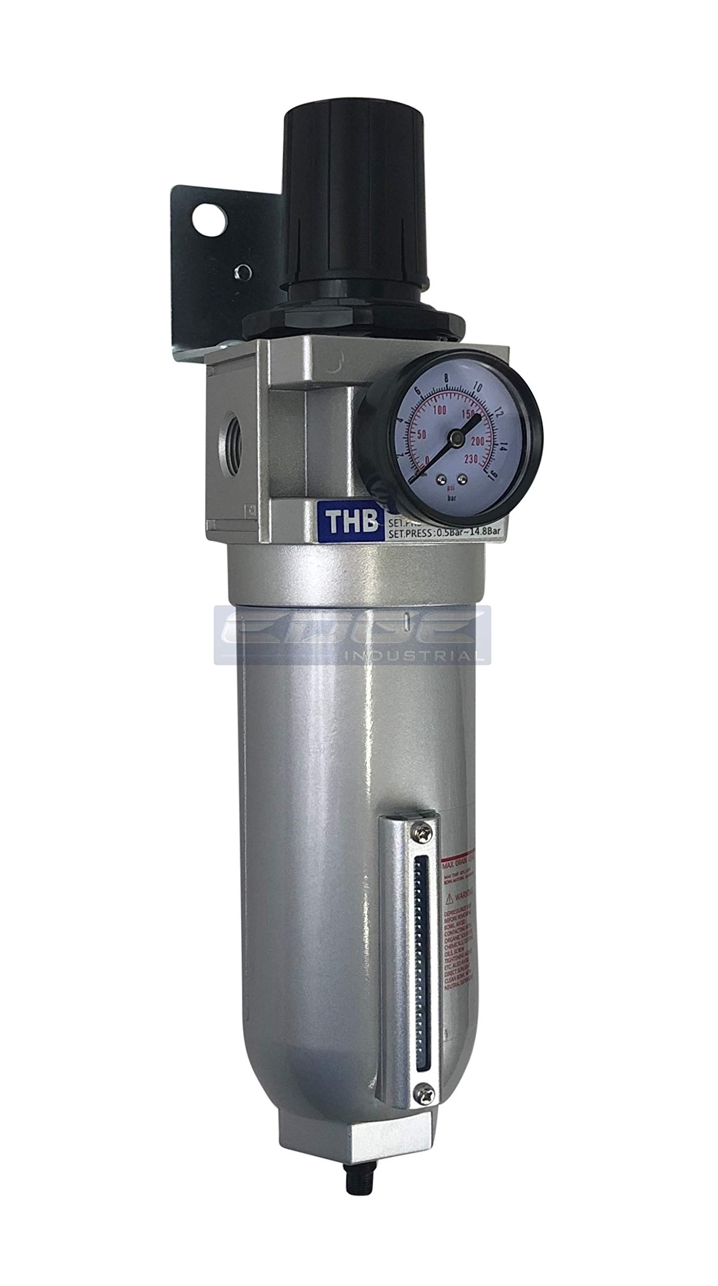 High Flow Air Pressure Regulator with Particulate Filter & Water Trap for Compressed Air Systems (3/4