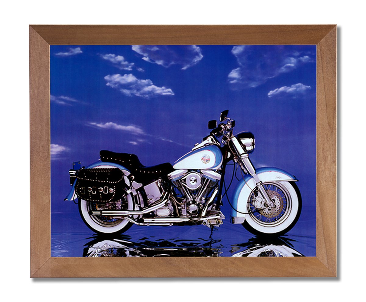 Harley Davidson Heritage Motorcycle Wall Art - Premium Honey Framed Picture Print for Home & Office Decor | Vintage Biker Gift Idea