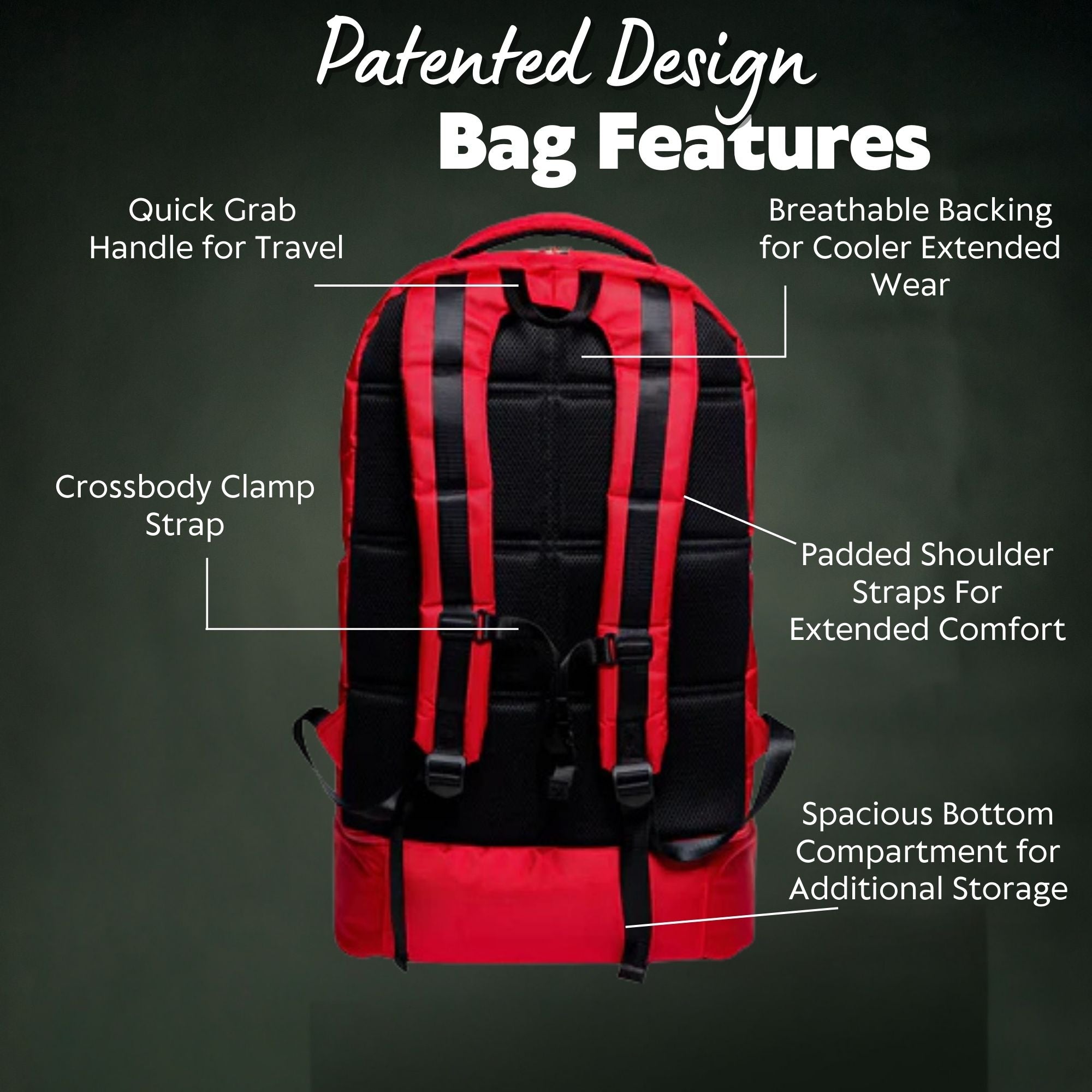 Red Polyester Patented Carry On Luggage (XL Design) - Fits 17 Inch Laptop - Perfect for Air Travel & Business Trips