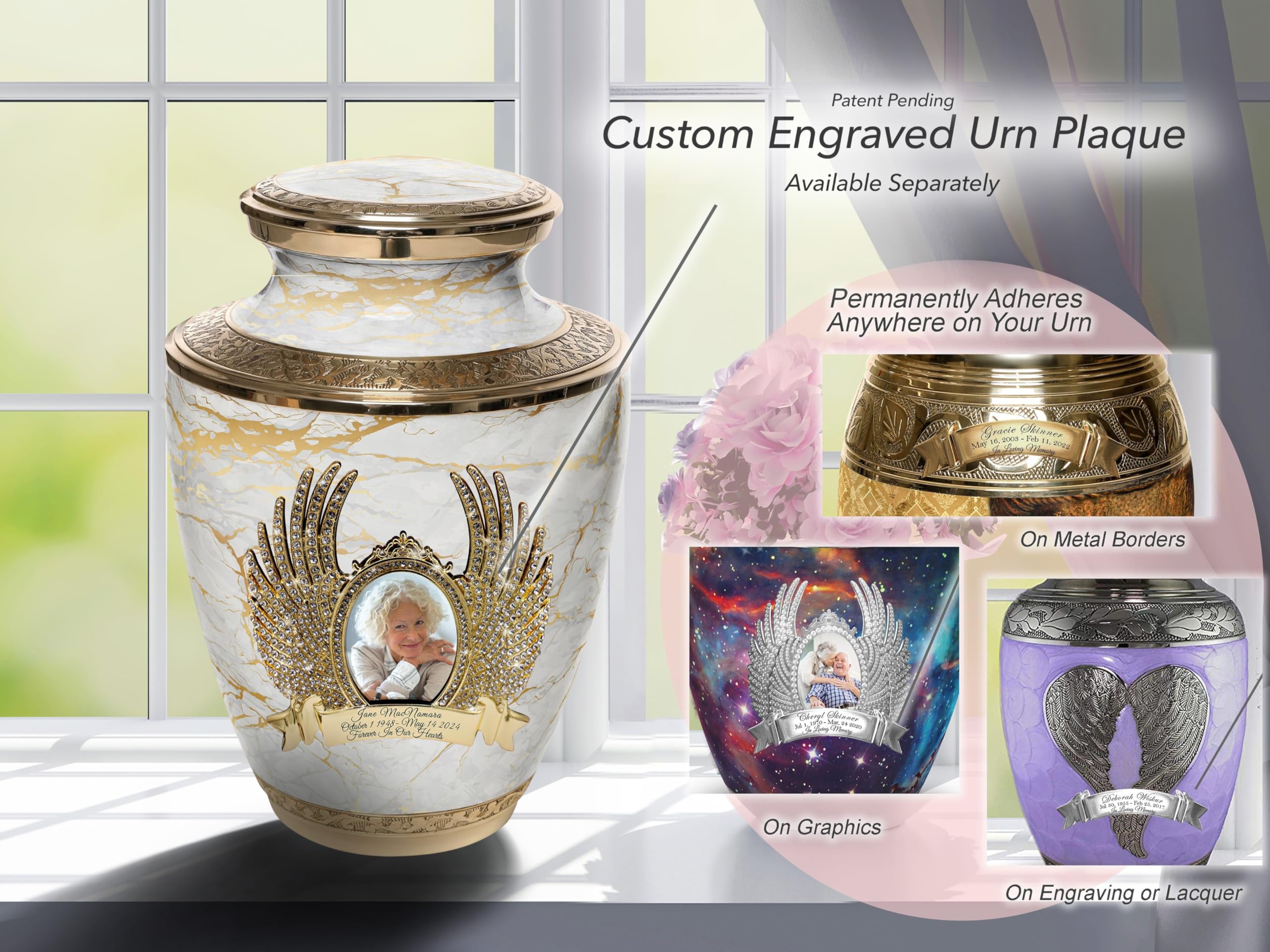 Elegant White Marble Urn for Human Ashes - Large Adult Cremation Urn for Women, Perfect for Home Memorial or Columbarium Display - Memorial Gift for Mom and Loved Ones