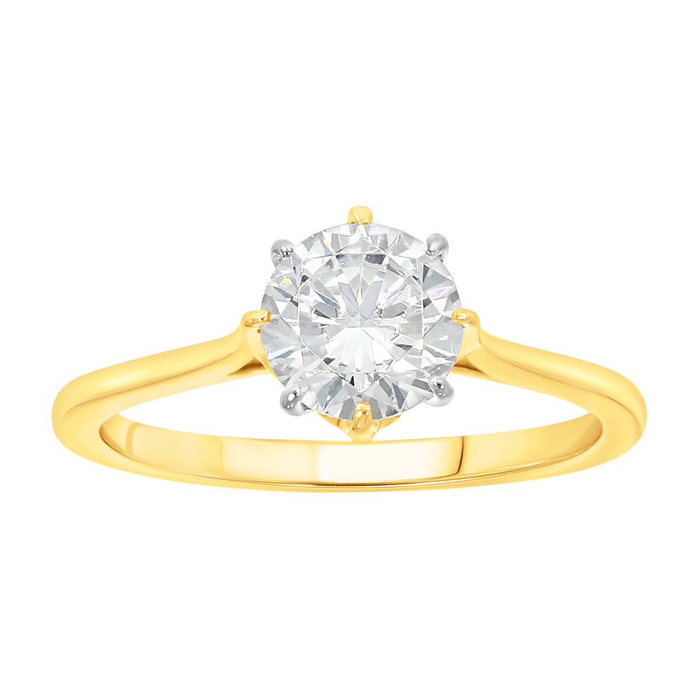9ct Yellow Gold 1 Carat Diamond Solitaire Engagement Ring for Women - Perfect for Proposals, Weddings & Anniversary Gifts