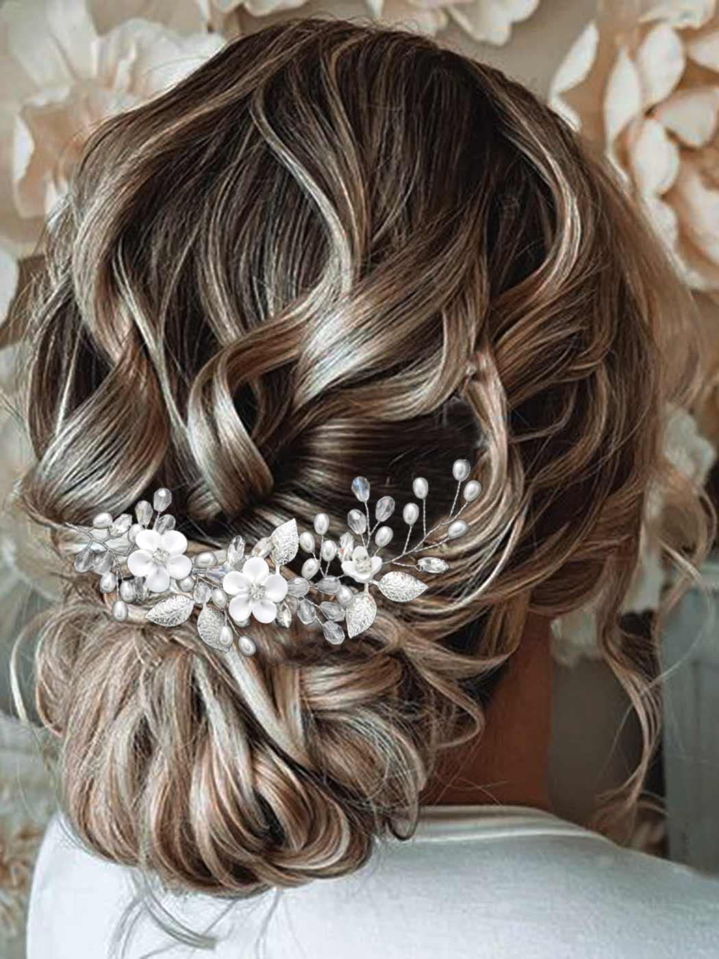 Silver Leaf Pearl Bridal Hair Vine - Elegant Wedding Headpiece for Women & Girls | Perfect for Bridal Showers, Prom, and Formal Events