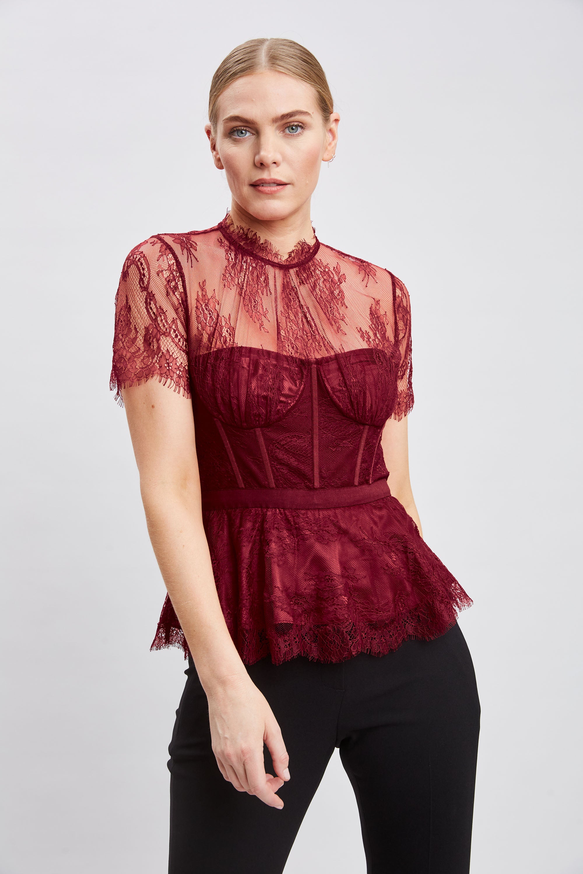Scarlet Lace Corset Top E2045505 - Elegant Women's Fashion Corset for Parties, Weddings & Date Nights