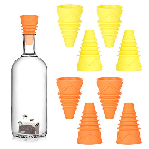 Emoly 8-Pack Reusable Fruit Fly Traps for Kitchen - Indoor & Outdoor Fly Catcher (Orange & Yellow) - Effective House Fly Control for Home, Restaurant, and Office Use