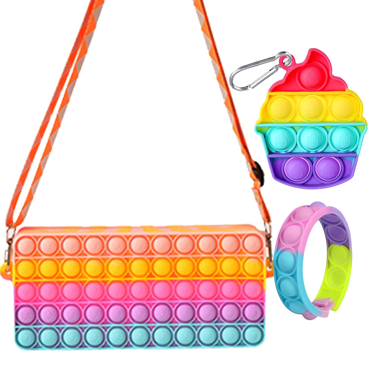 ABSWER Pop Bag Fidget Toy Purse - Sensory Shoulder Bag for Women & Girls, Bubble Popper Crossbody Handbag for School, Anxiety Relief Silicone Backpack - Perfect for Stress Relief, Classroom Focus & Sensory Play