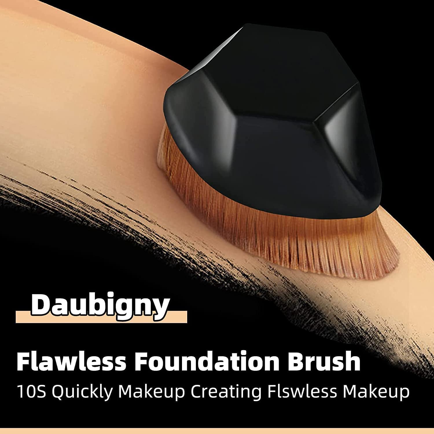 FOMQUAZLI Hexagon Makeup Brush Set - Professional Foundation, Blush & Powder Brush for Liquid, Cream & Flawless Cosmetics with Protective Case (Black) - Perfect for Everyday Makeup & Travel