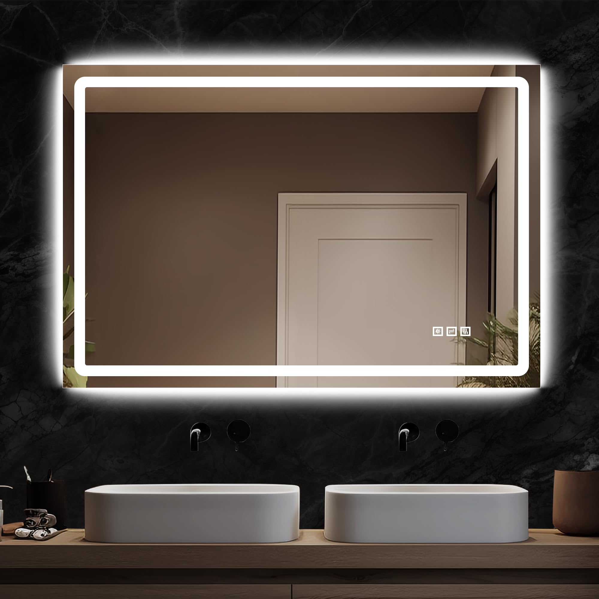 DURASPACE 60 x 40 Inch LED Bathroom Mirror with Frontlit & Backlit - Dimmable Anti-Fog Vanity Wall Mirror with Memory Function (Vertical/Horizontal) - Perfect for Modern Bathrooms, Bedrooms, and Dressing Areas