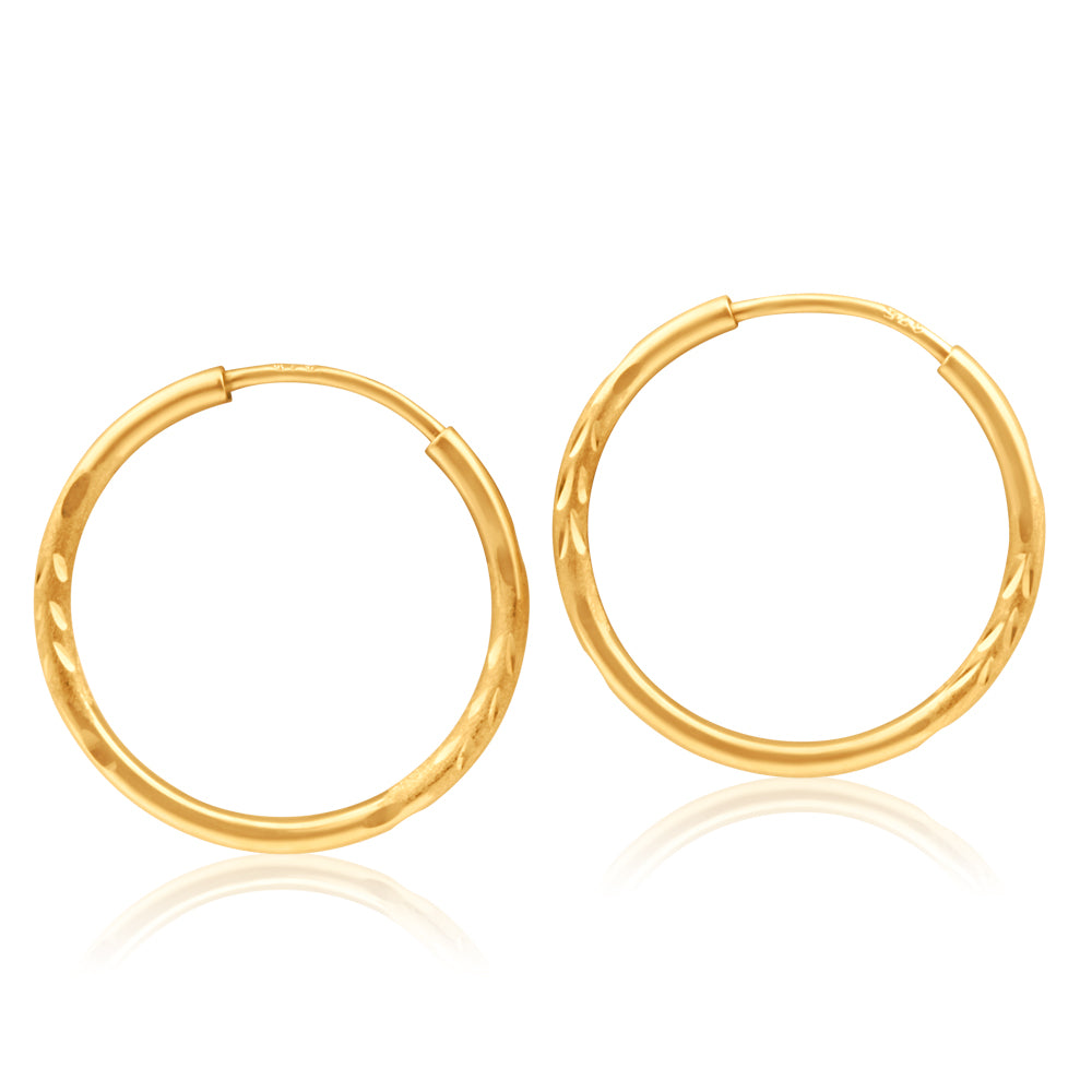 9ct Yellow Gold 13mm Hoop Earrings for Women - Classic Gold Hoops for Everyday Wear, Gift Giving & Special Occasions