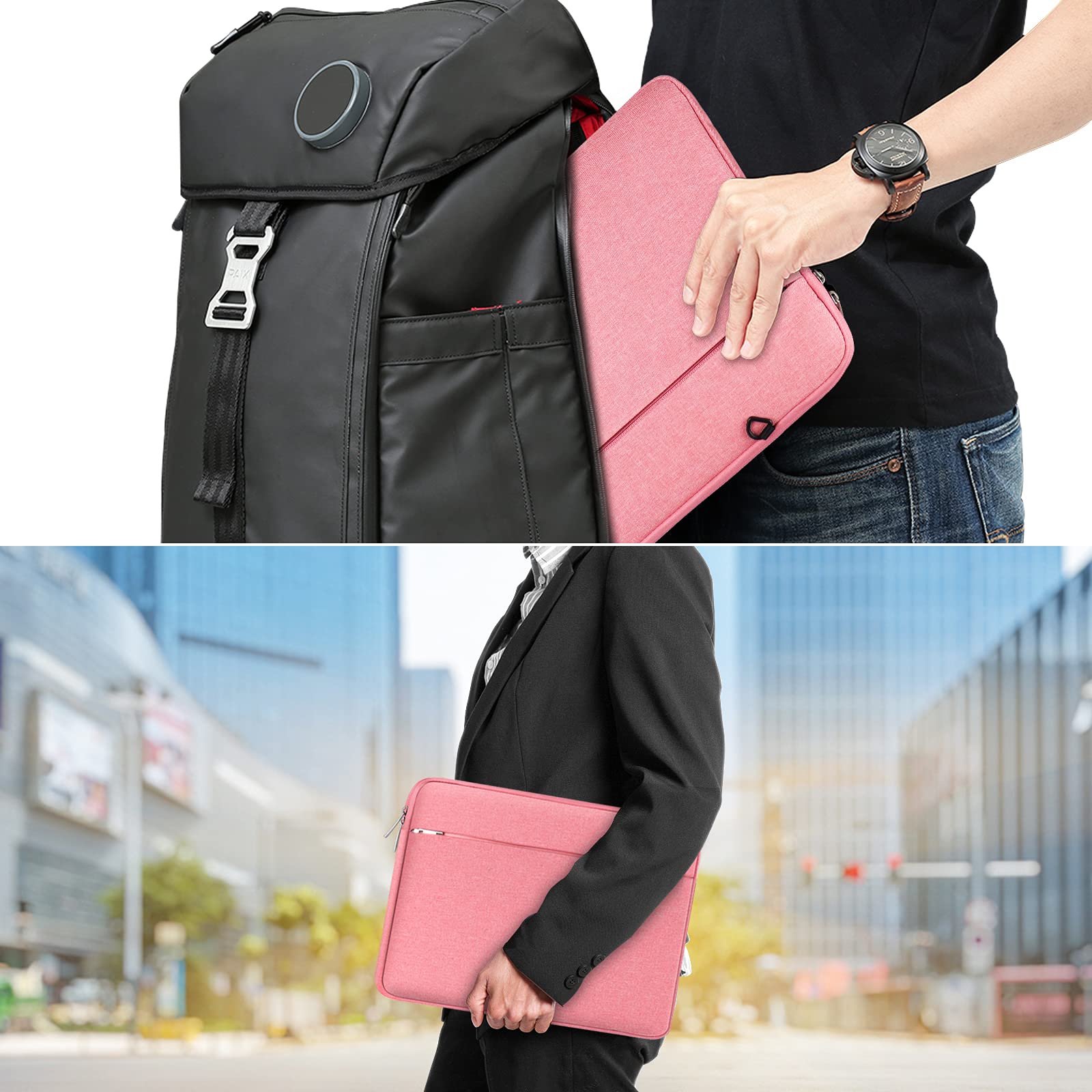 Waterproof 14-14.2 Inch Laptop Sleeve Case - Shock Resistant Lightweight Protective Bag with Detachable Pouch for MacBook Pro 14.2