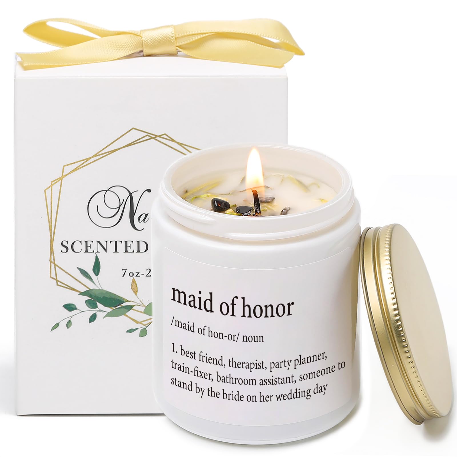 Bridesmaid Proposal Gift Candle - Vanilla Lavender Scented Soy Candle with Crystals | Perfect for Wedding Party Favors, Bridal Shower Gifts & Best Friend Presents | Relaxing Aromatherapy for Spa Nights & Romantic Home Decor