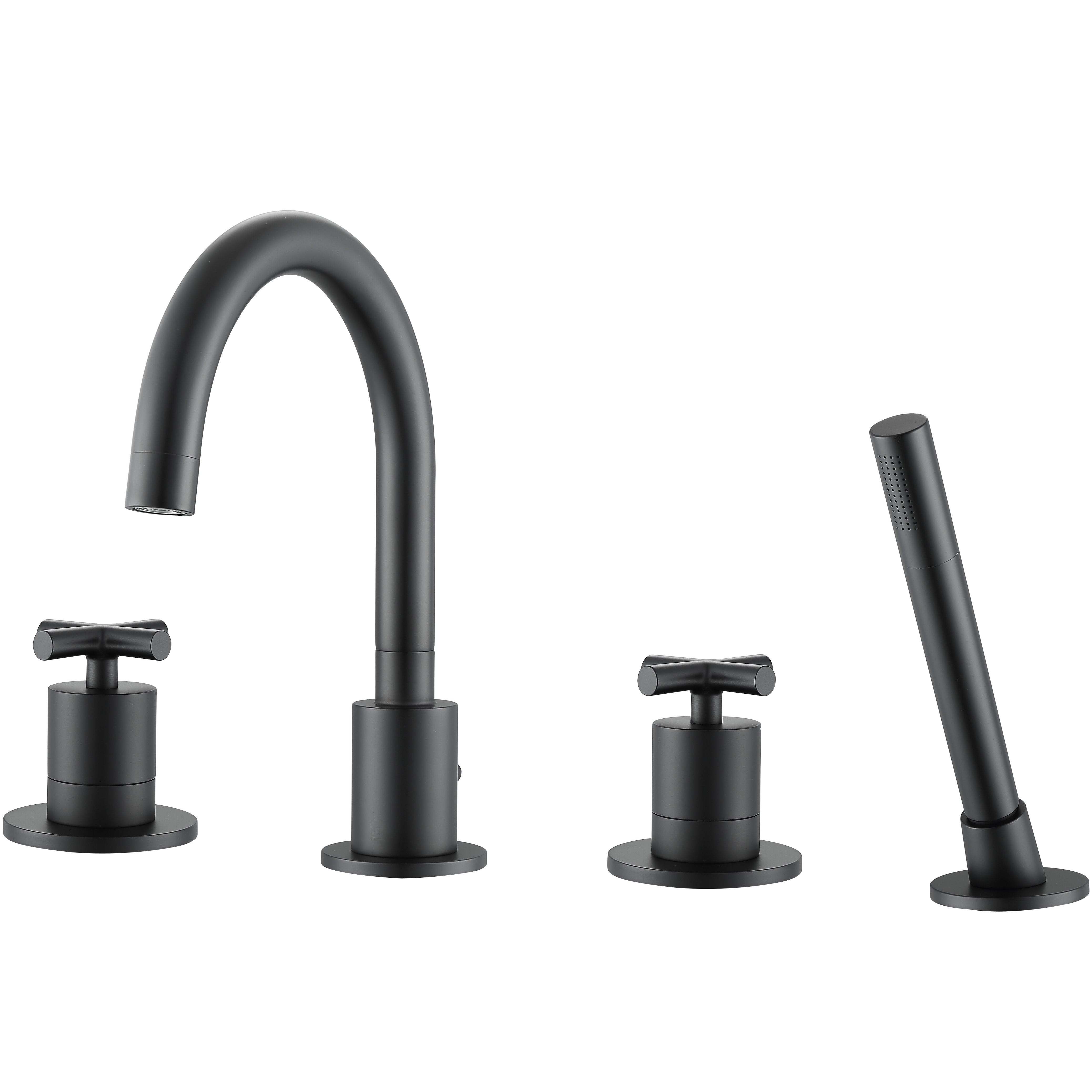 Premium Matte Black Ava Two-Handle Roman Tub Faucet - Durable Brass Construction, Water-Efficient Design for Bathroom & Spa Relaxation