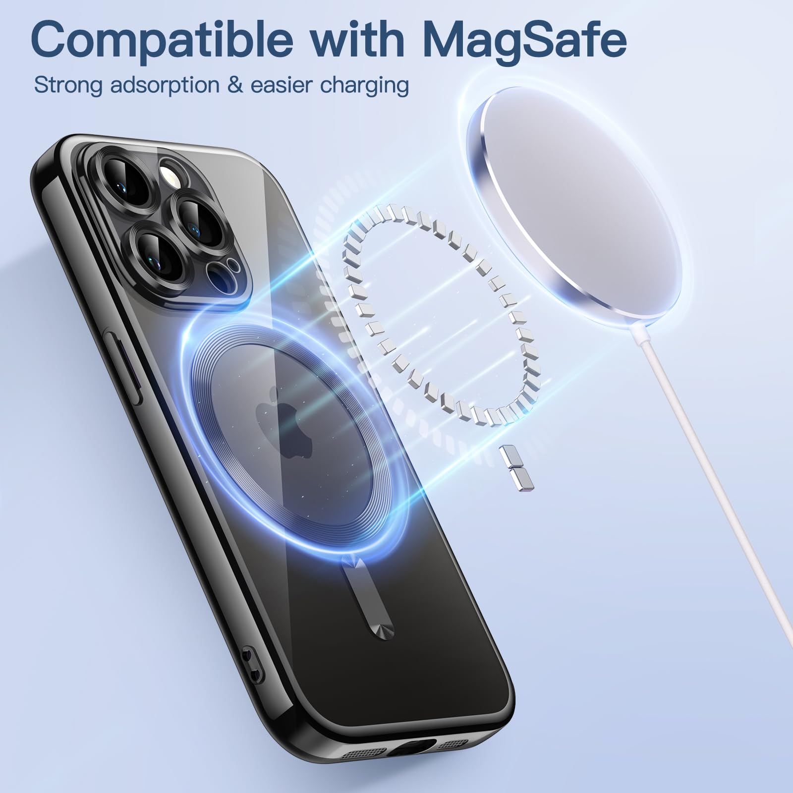 JETech iPhone 15 Pro Max Case 6.7 Inch - Clear Soft TPU Phone Cover with Camera Protection | MagSafe Compatible | Shockproof Electroplated Design (Black) - Perfect for Everyday Use, Wireless Charging & Drop Protection