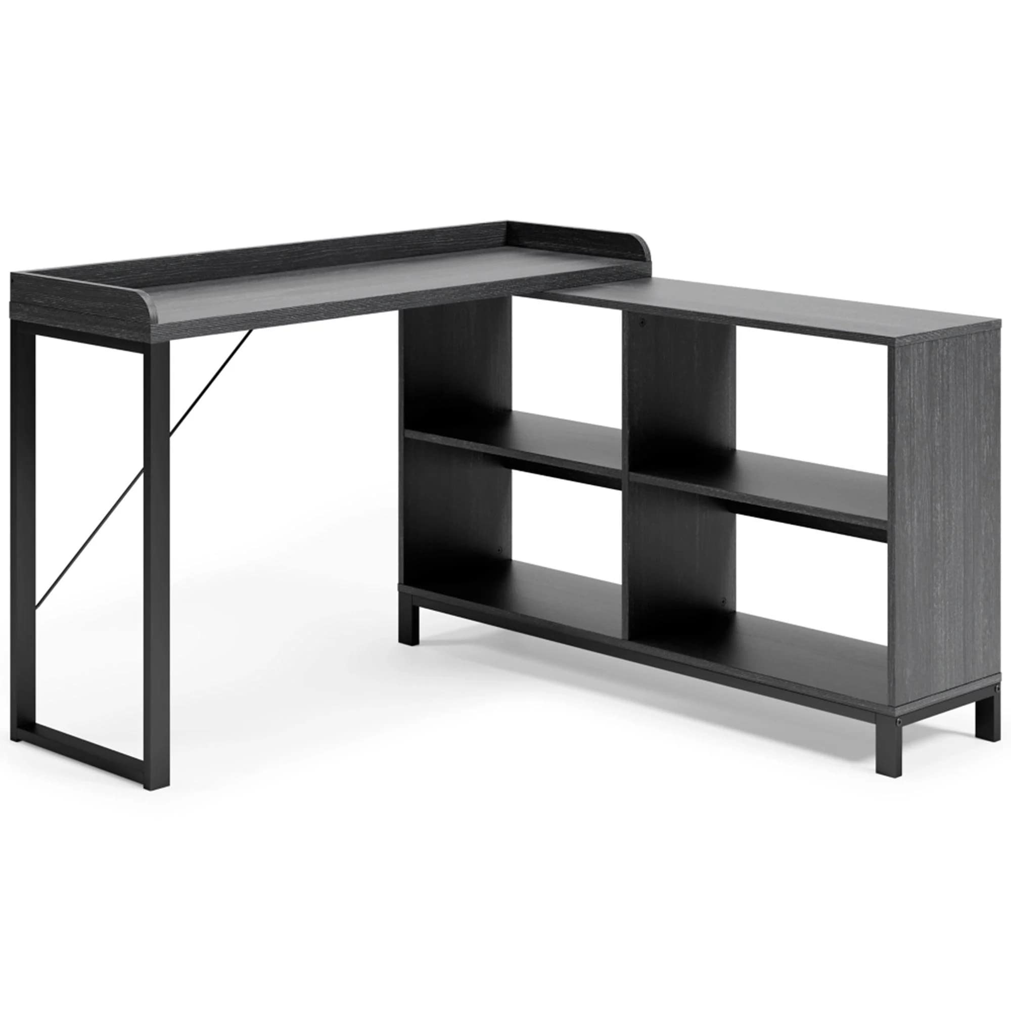 Signature Design by Ashley Yarlow Industrial L-Shaped Desk with Cube Storage - Black Home Office Desk for Small Spaces | Perfect for Remote Work & Study