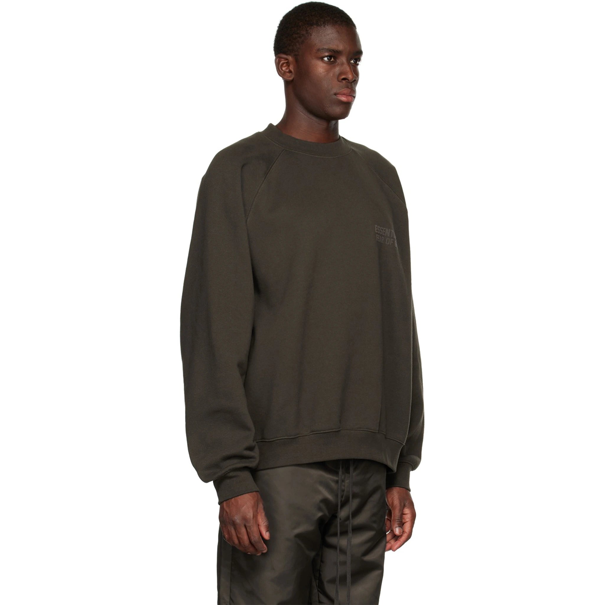 Fear Of God Essentials Off Black Sweatshirt (SS23) | Men's Casual Pullover Hoodie | Streetwear Fashion for Everyday Wear & Lounge Comfort