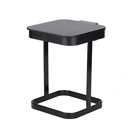 Wchiuoe Metal Countertop Trash Can - Small Desktop Garbage Bin with Lid for Kitchen, Office & Home Use | Stylish Black Wastebasket for Paper, Snacks & Daily Trash