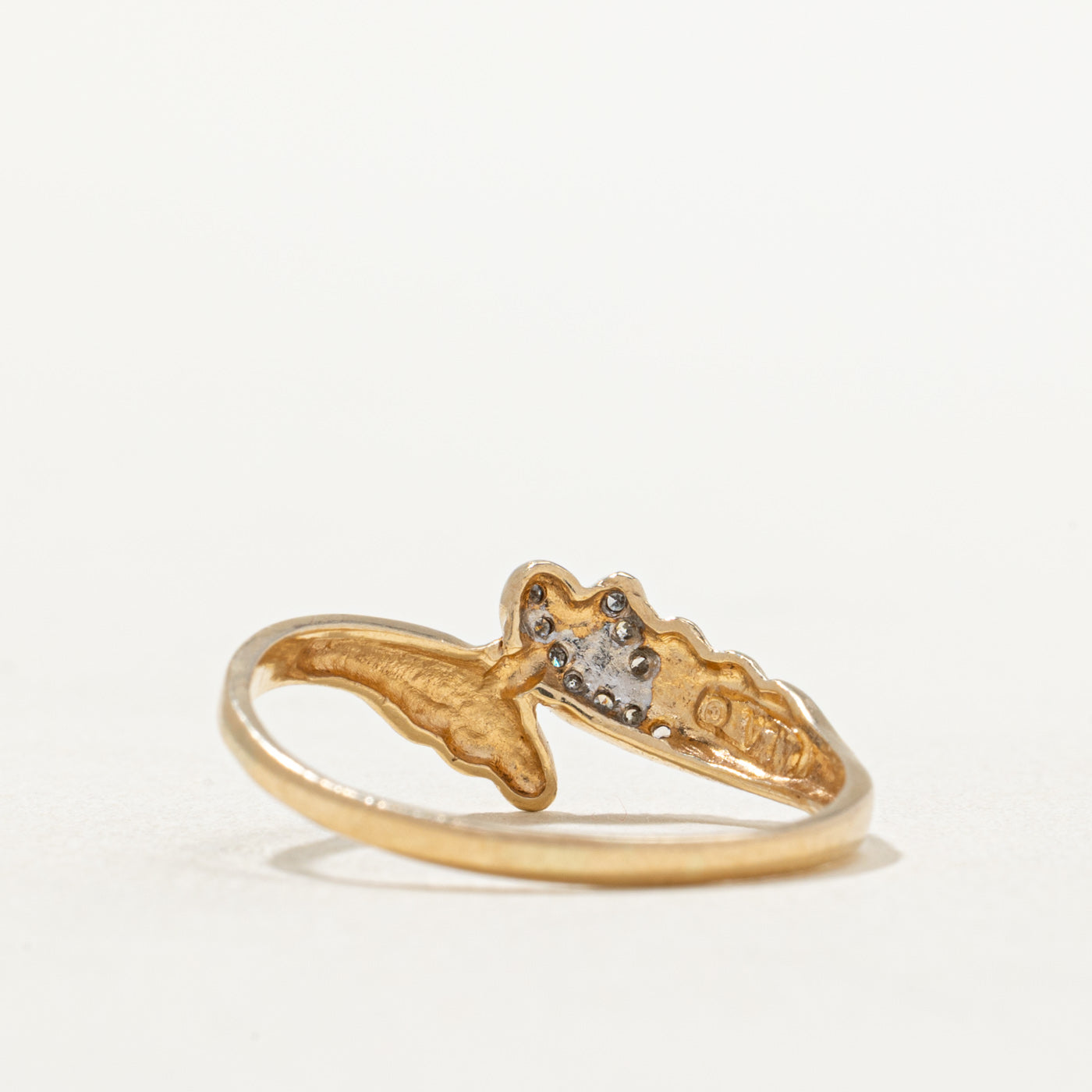 0.05ctw Diamond Groove Bypass Ring - Size 8 | Elegant Wedding Band, Anniversary Gift for Her, Promise Ring for Girlfriend | Perfect for Engagements, Proposals & Special Occasions