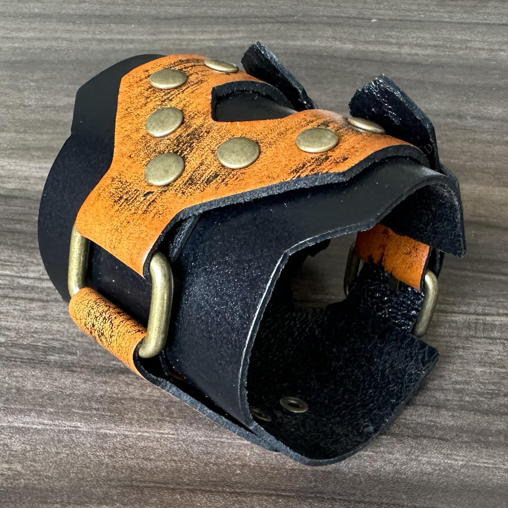 Punk Rock Wide Faux Leather Wristband - Adjustable Belt Buckle Arm Cuff Bracelet for Women & Men - Gothic Fashion Accessory for Concerts, Halloween & Alternative Style Outfits