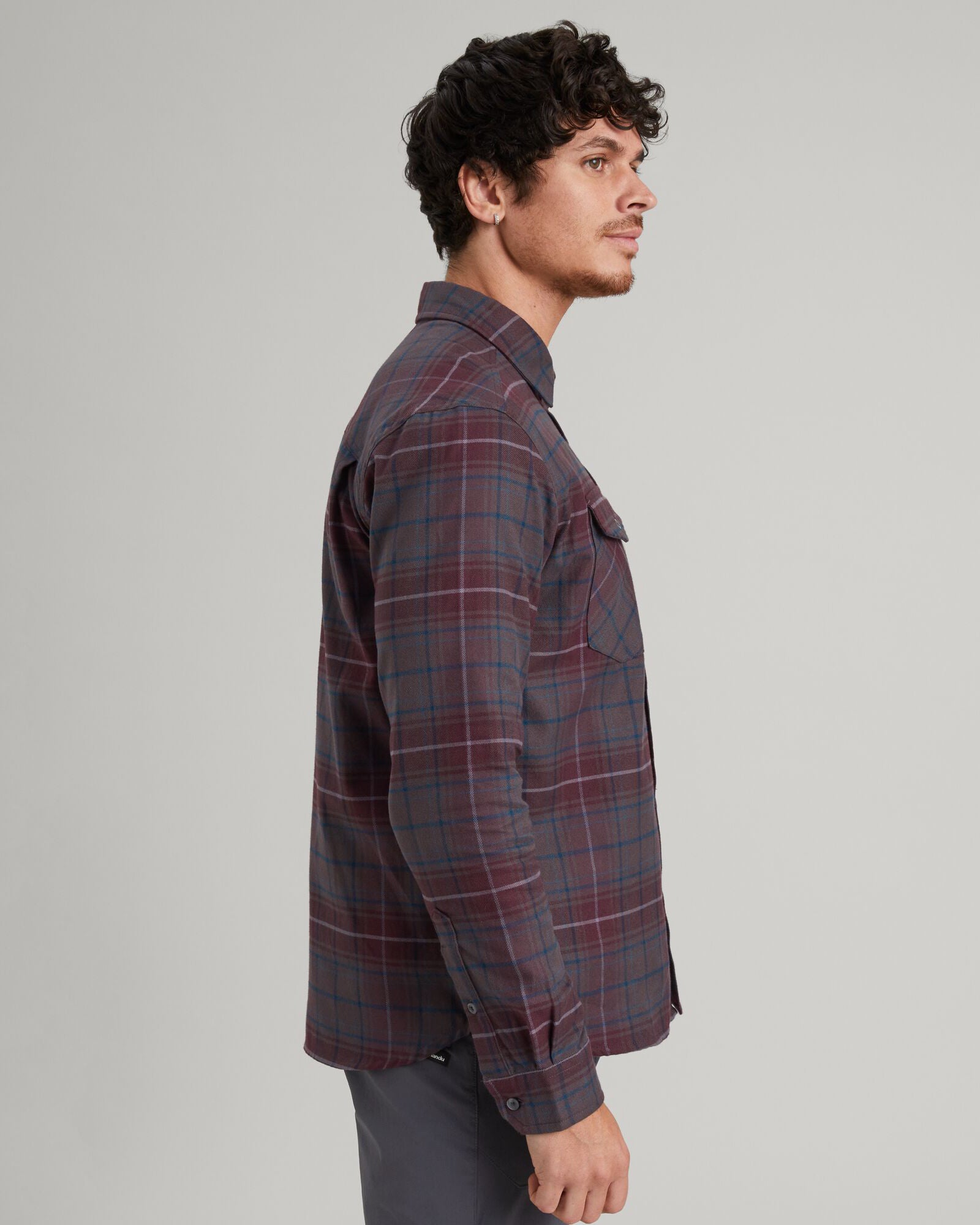 Men's Carrillon HF Long Sleeve Checkered Shirt - Dark Quartz & Deep Lagoon Plaid - Casual Office Wear & Outdoor Activities