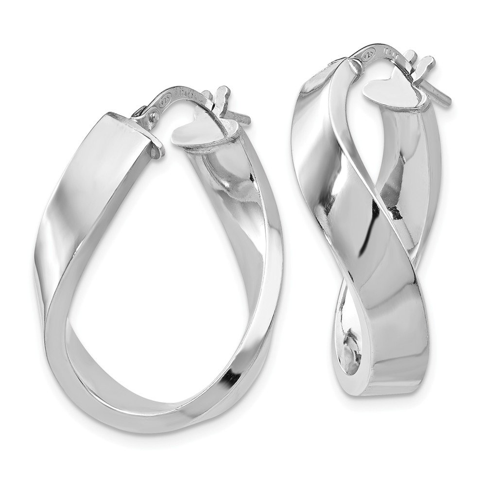 925 Sterling Silver Twisted Tube Hoop Earrings - 26mm x 18mm | Hypoallergenic Dainty Jewelry for Women | Perfect for Everyday Wear, Parties & Gifts
