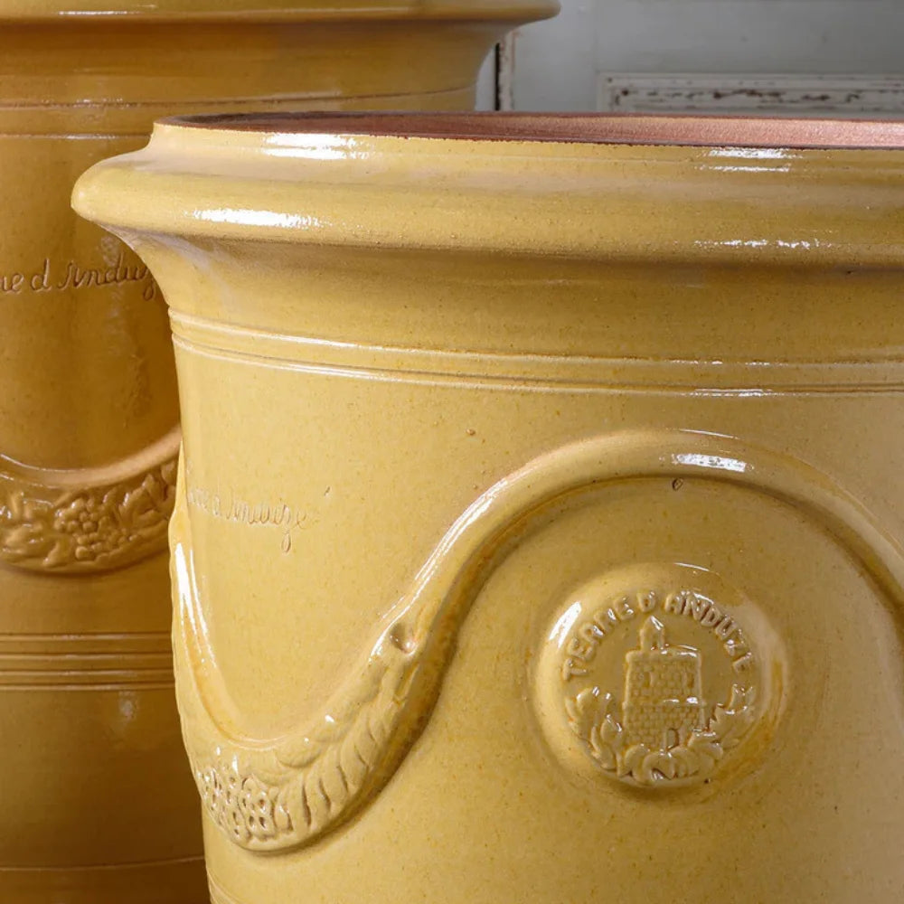 Large Anduze Outdoor Planter Pot - Yellow French Garden Flower Pot for Patio, Balcony & Backyard Decor | Durable Weather-Resistant Design