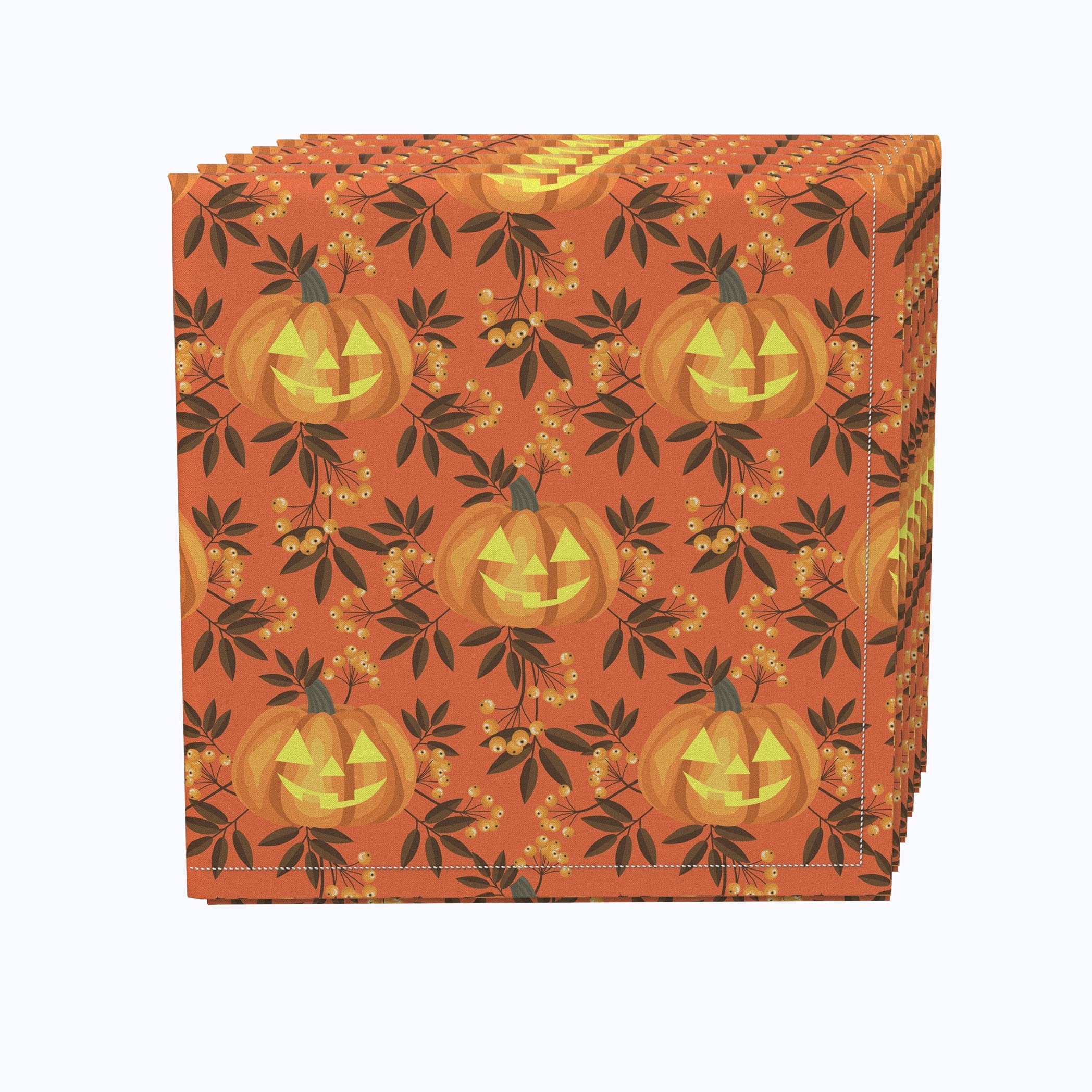 Halloween Napkin Set - 12 Pack 18x18 Inch 100% Polyester Cloth Napkins for Autumn Dinner Parties, Thanksgiving, and Seasonal Home Decor