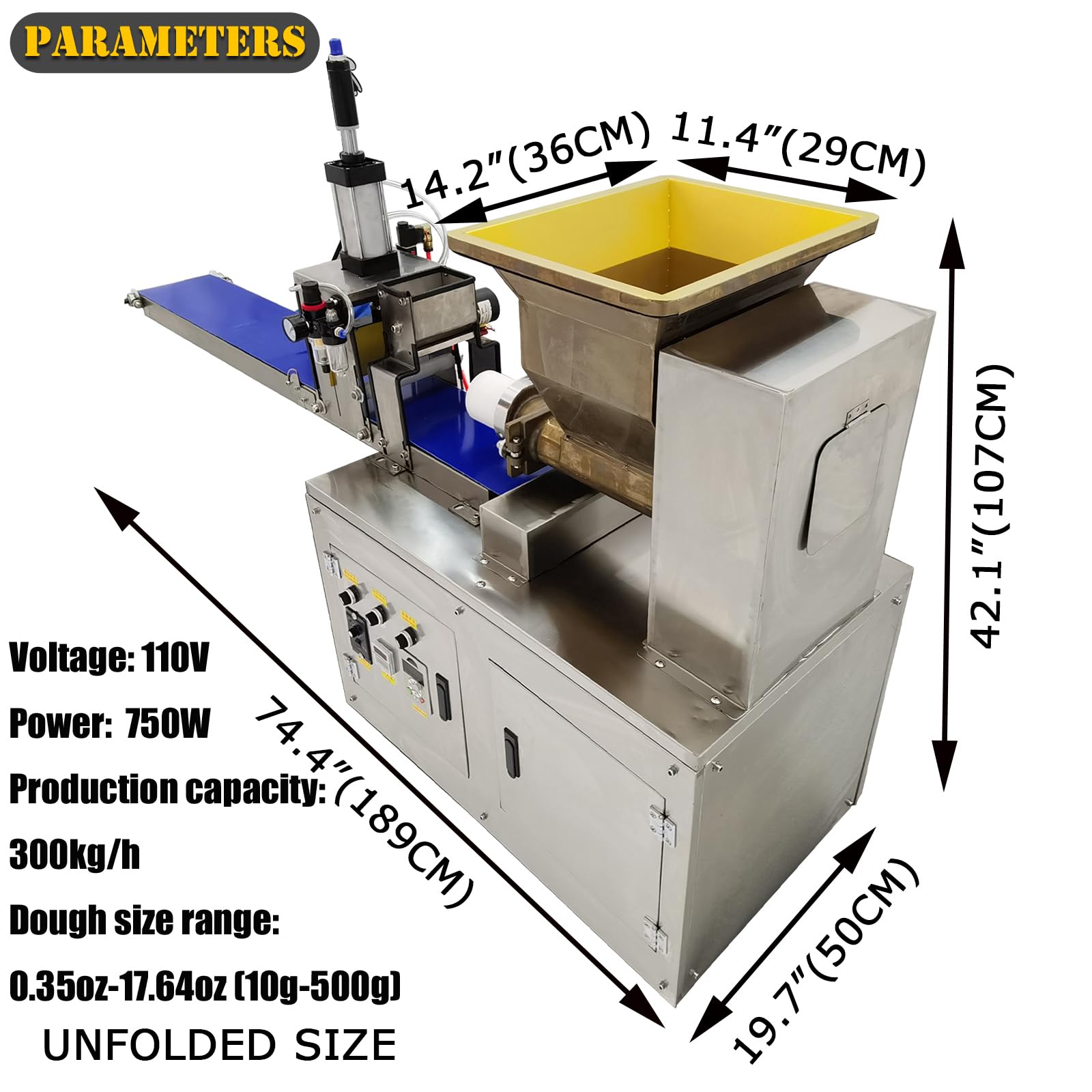 750W Electric Dough Divider Machine - Commercial Dough Cutter 110V (0.35oz-17.64oz) for Bakery, Pizza Dough & Pastry Making | Perfect for Restaurants, Bakeries & Food Production