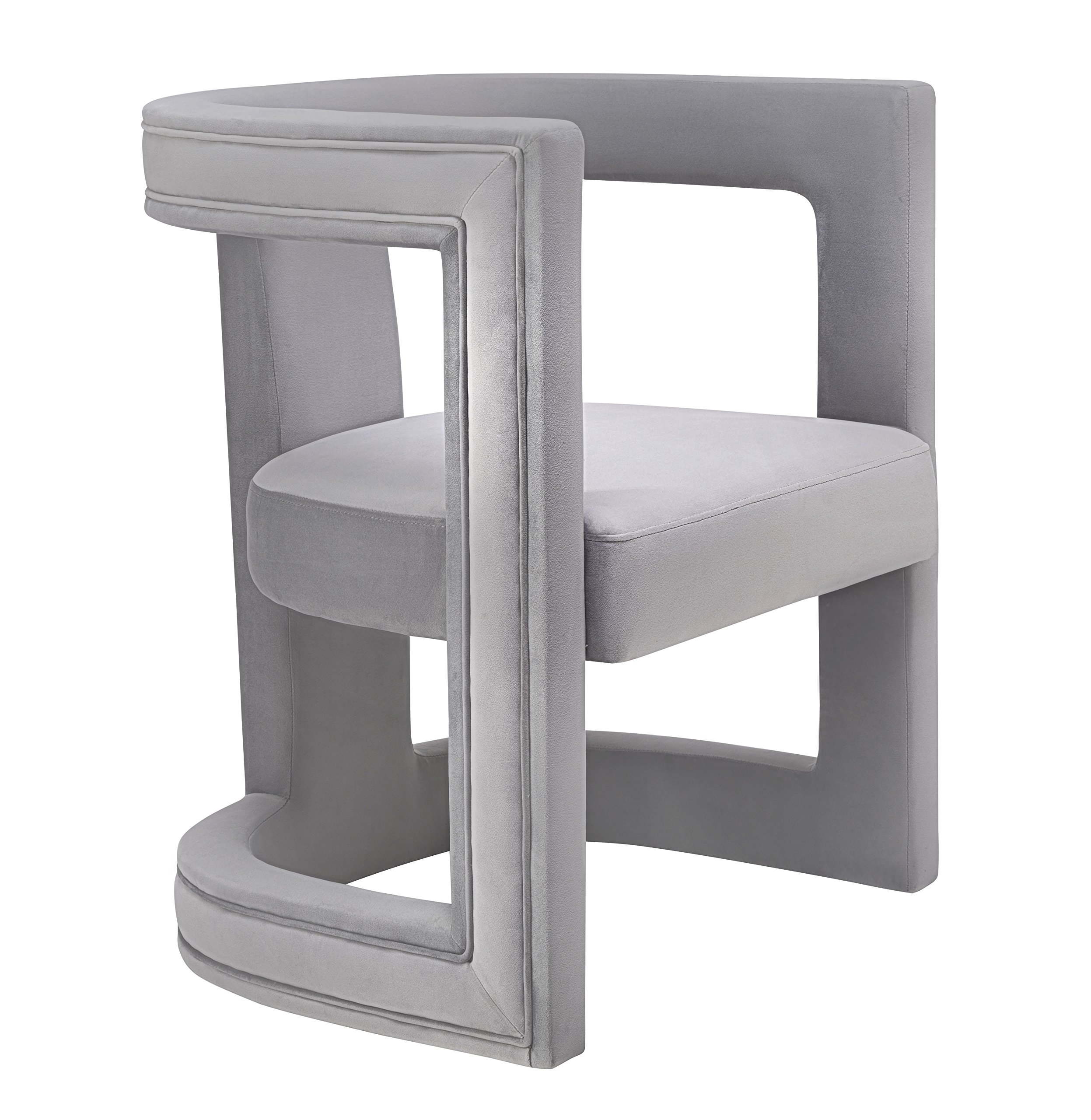 TOV Furniture ADA Accent Chair - Modern Velvet Upholstery with Birch Wood Frame in Grey - Perfect for Living Room, Bedroom or Office Decor