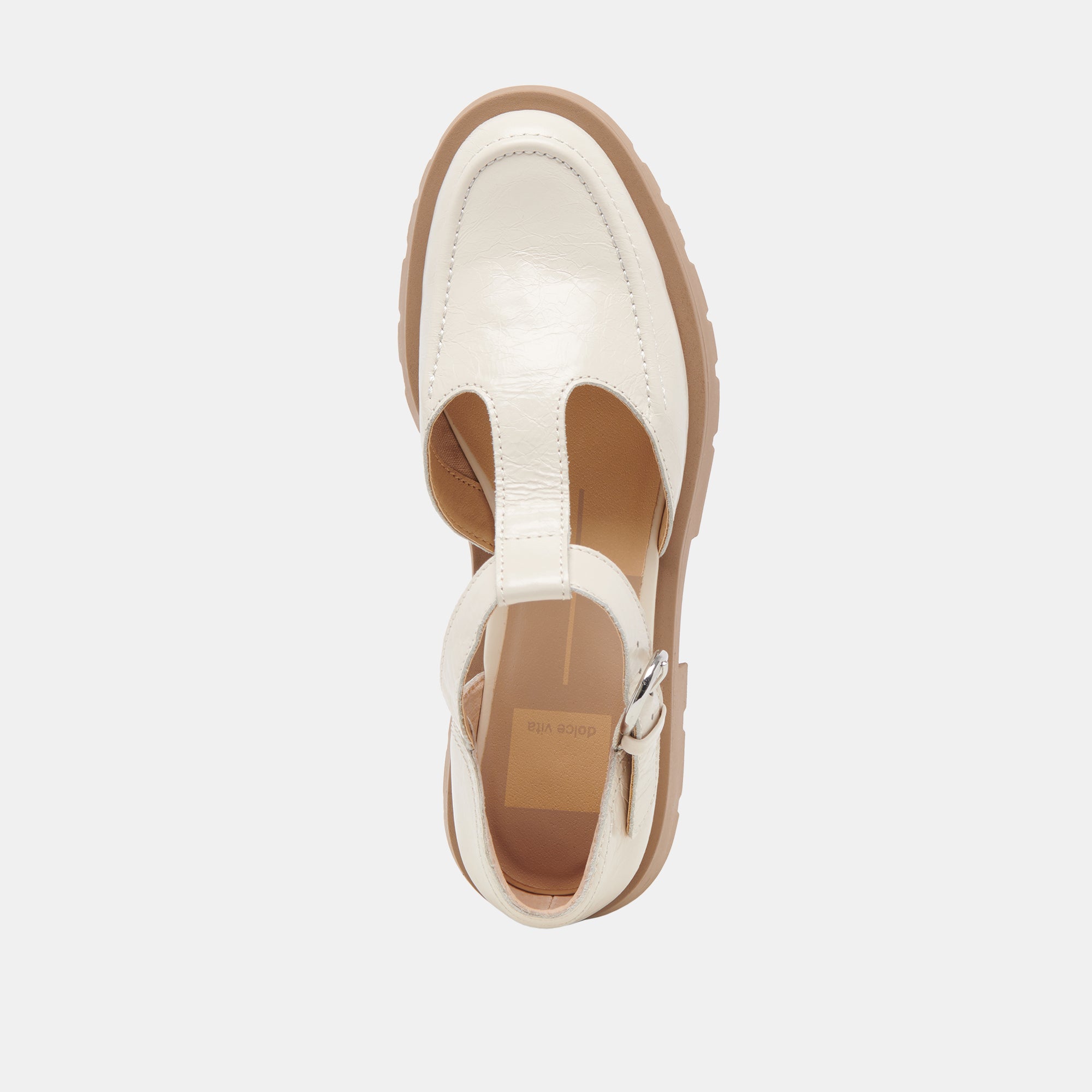 Emilio Flats Cream Crinkle Patent Leather Shoes - Comfortable & Stylish Women's Loafers for Work, Office & Casual Wear