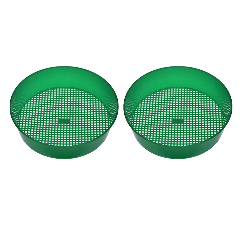 Hemoton 2-Pack Plastic Garden Soil Sieve Set - Fine Mesh Filter for Sifting Dirt, Compost & Bonsai Soil - Durable Gardening Tools for Planting, Landscaping & Seed Starting - Green Color