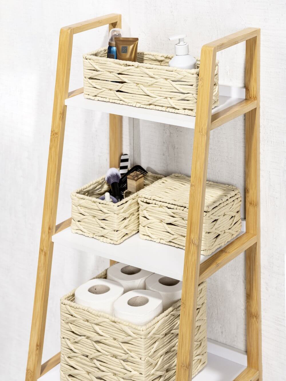 Vabriano Woven Storage Basket with Lid - Cream Color Home Organization Box for Bedroom, Living Room, and Office Storage