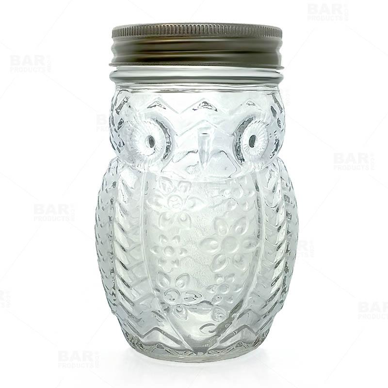 BarConic® 12 oz Mason Jar with Lid - Owl Themed Glass Canning Jars for Home Decor, DIY Crafts & Gift Packaging | Perfect for Kitchen Storage, Wedding Favors & Rustic Party Decorations