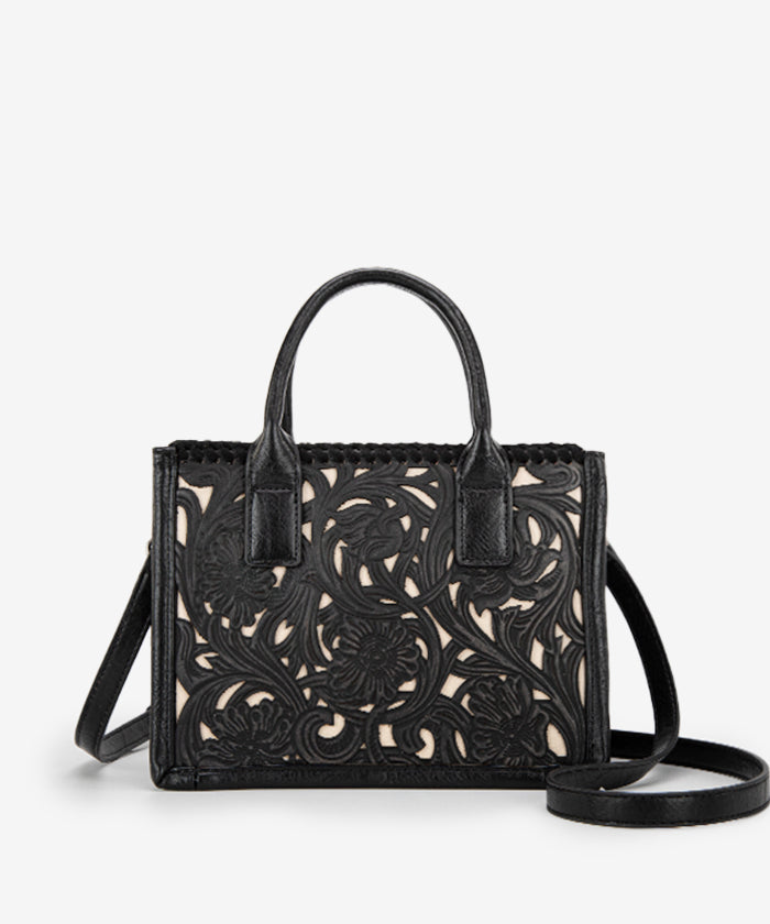Trinity Ranch Genuine Leather Tooled Tote Bag - Western Style Handbag for Women, Perfect for Work, Travel and Everyday Use
