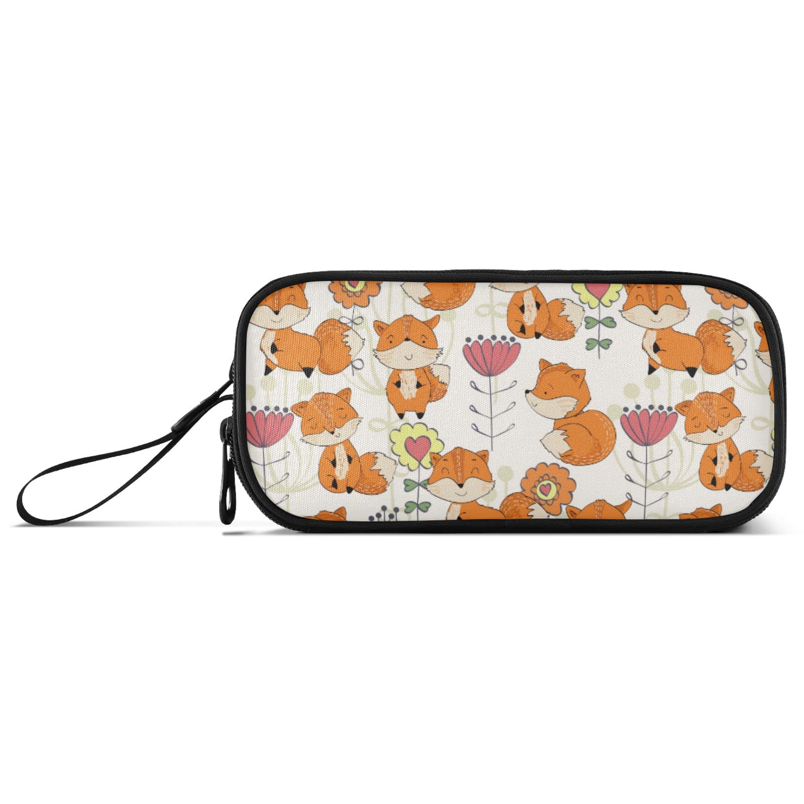 Cute Fox Large Pencil Case with 3 Compartments - Spacious Stationery Organizer for School, Office & Art Supplies | Perfect for Students, Teachers & Professionals