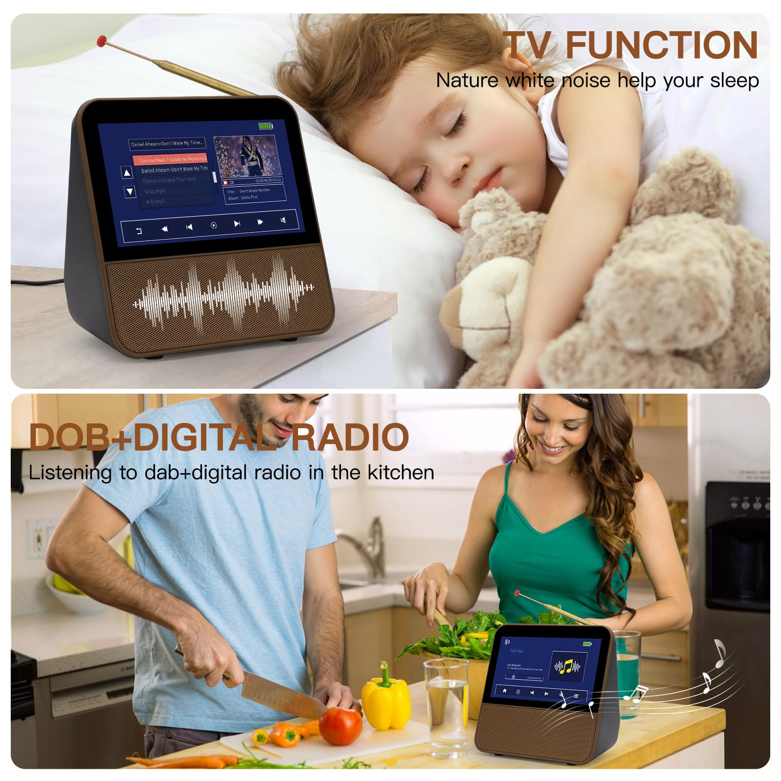 HassoKon DVB-T2 Portable Digital TV with 1080P HD Screen, Telescopic Antenna & Remote Control - Ideal for Caravan, Car, Camping, Kitchen, Bedroom & Travel Entertainment