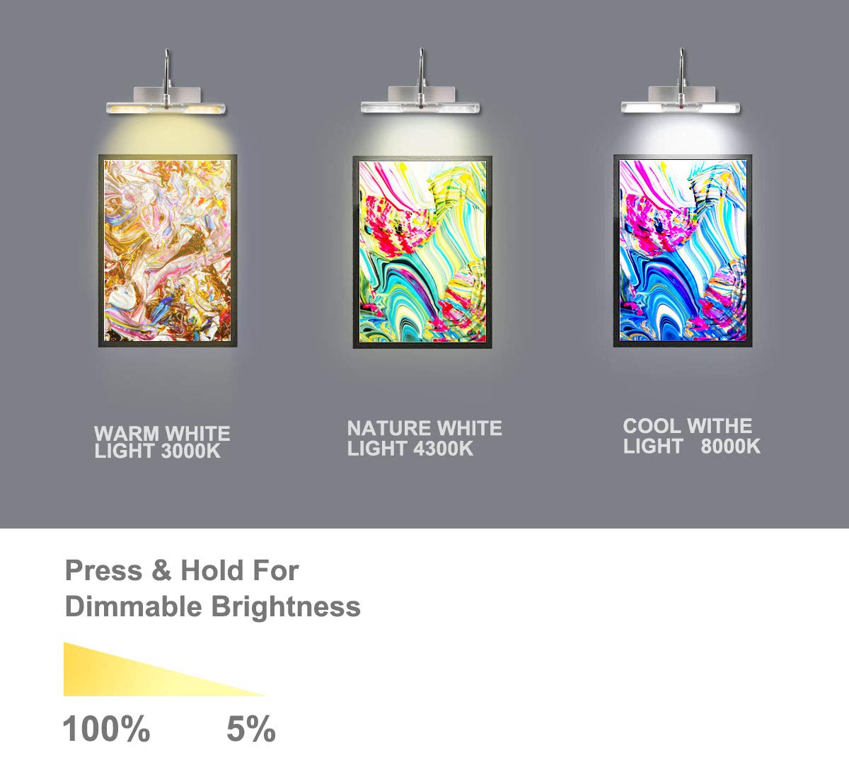 BIGLIGHT Battery Operated LED Picture Light with Timer & Dimmer - Rotatable Light Heads, 3 Lighting Modes, Remote Control - 8.8