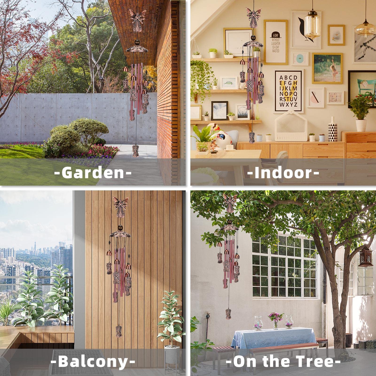 Handmade Copper Elephant Wind Chimes for Outdoor & Garden Decor - Unique Musical Wind Chime Gift for Women, Mom, Grandma - Perfect for Patio, Porch, Yard & Christmas/Birthday Gifts