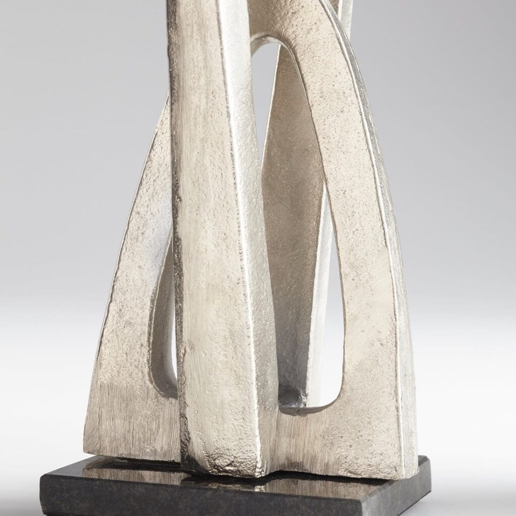 Cyan Design 11012 Double Arch Sculpture - Silver Metal Art Decor for Home & Office | Modern Sculpture by J. Kent Martin | Perfect for Living Room, Garden, or Office Desk Decoration