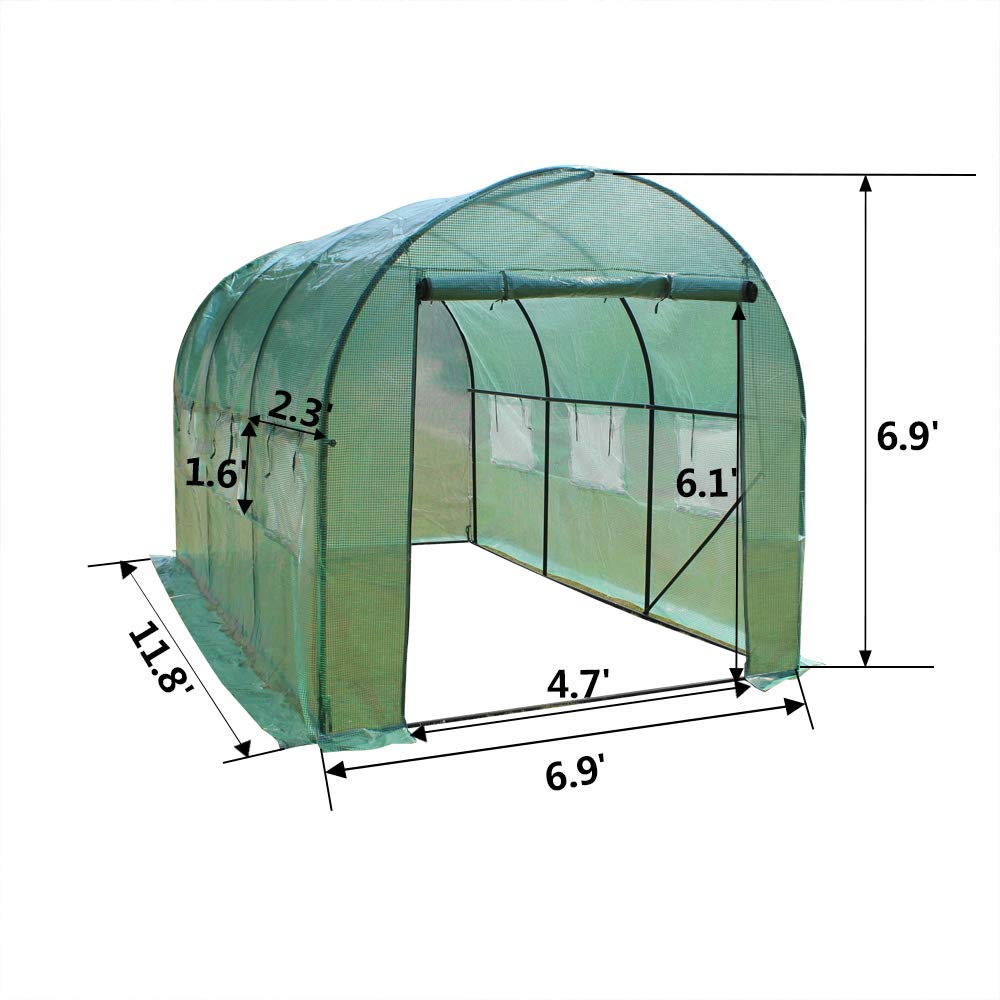 12' x 7' x 7' Large Walk-in Portable Greenhouse for Outdoor Gardening - Roll-Up Windows & Zippered Door - Perfect for Plant Growing, Seed Starting & Year-Round Gardening