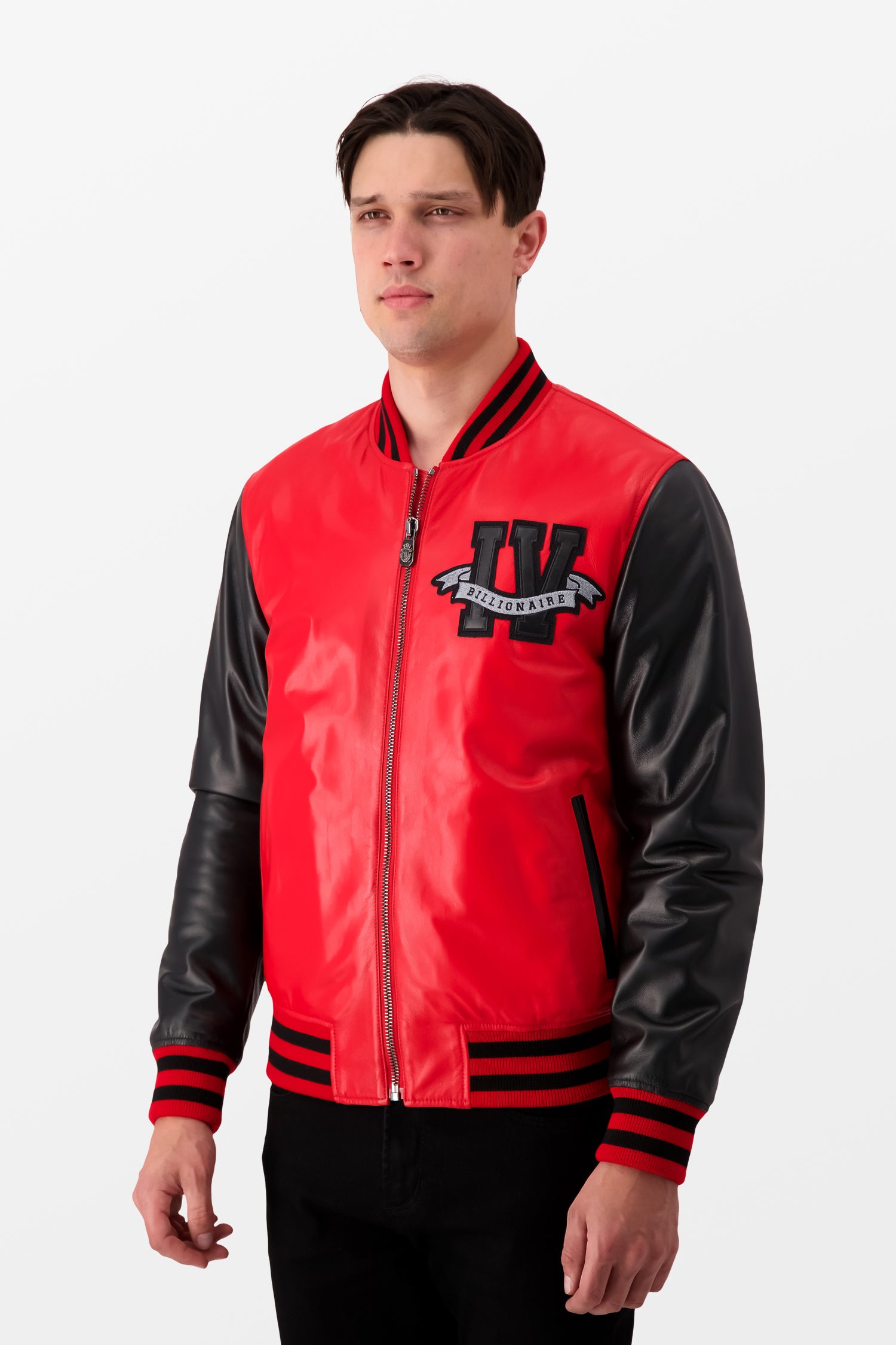 Luxury Red Leather Bomber Jacket for Men - Premium Genuine Leather Motorcycle Jacket - Perfect for Biker Outfits, Casual Wear & Night Out