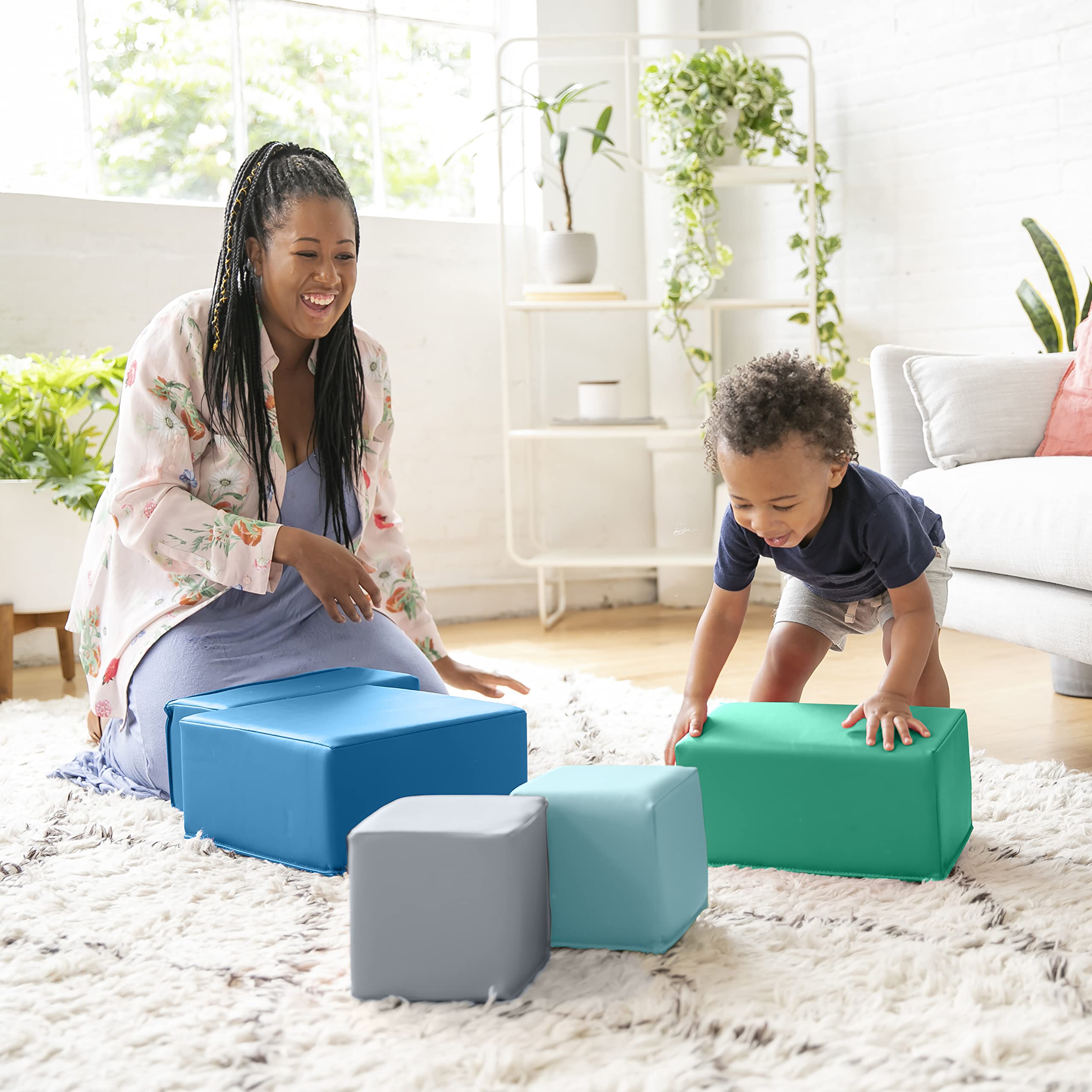 ECR4Kids SoftZone Big Foam Building Blocks - 7-Piece Soft Play Set for Toddlers & Kids | Safe Non-Toxic Foam Playset for Indoor Playrooms, Daycares & Preschools | STEM Learning Toys for Early Childhood Development