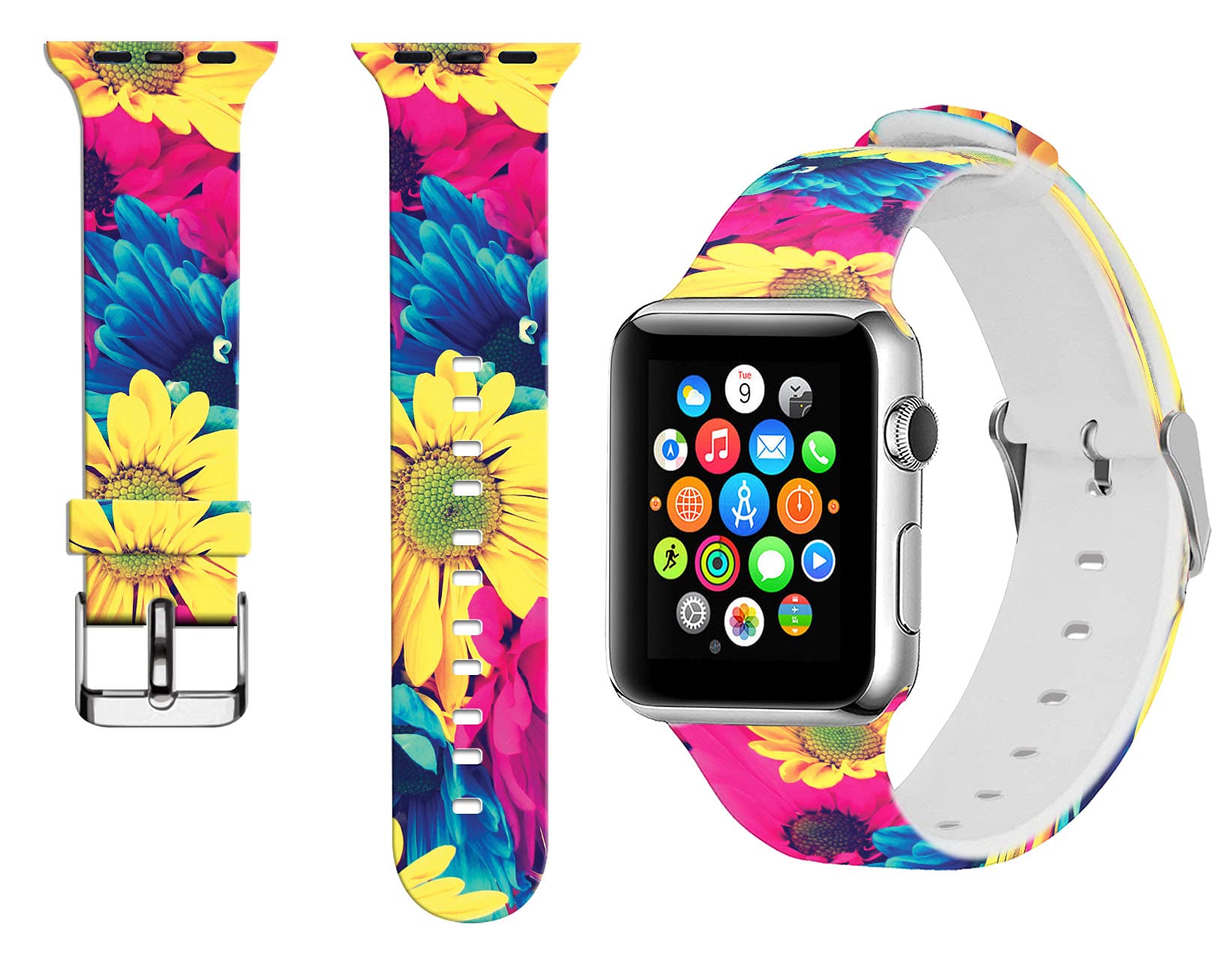 Adjustable Smart Watch Bands for Apple Watch - Soft Silicone Replacement Straps Compatible with 38mm 40mm 42mm 44mm iWatch Series 6/5/4/3/2/1/SE - Comfortable Wristbands for Women & Men - Perfect for Workouts, Running & Daily Wear