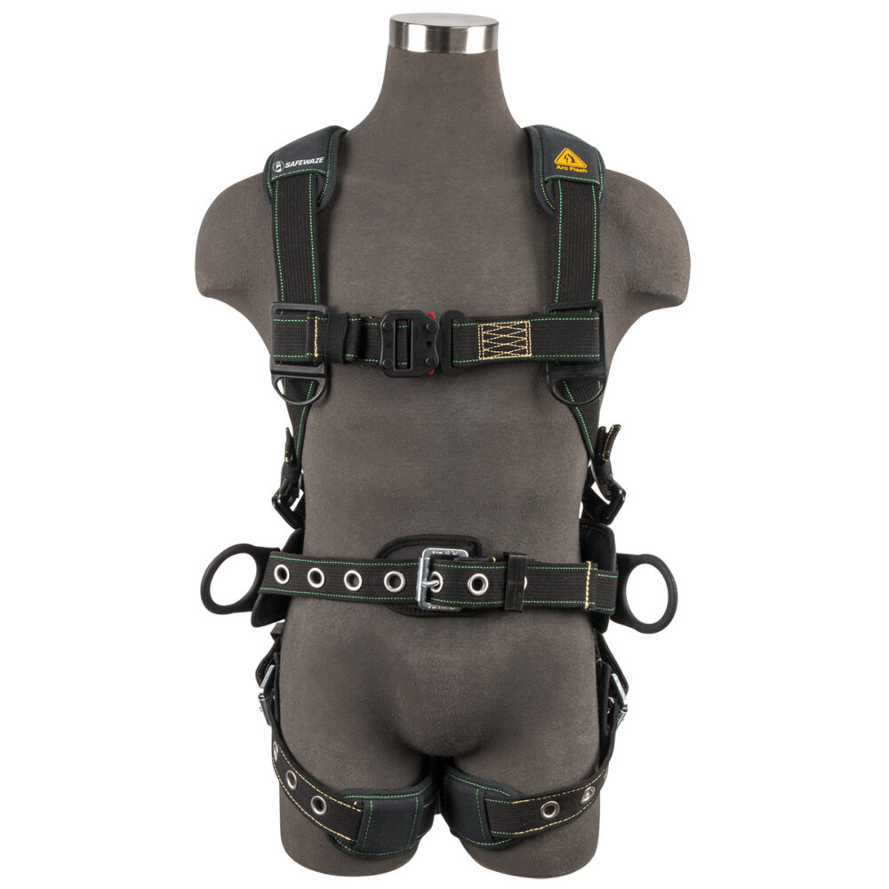 Arc Flash Construction Safety Harness - DE 3D Back Support, DE QC Chest Strap, TB Leg Straps for Fall Protection | Ideal for Roofing, Electrical Work & High-Rise Construction