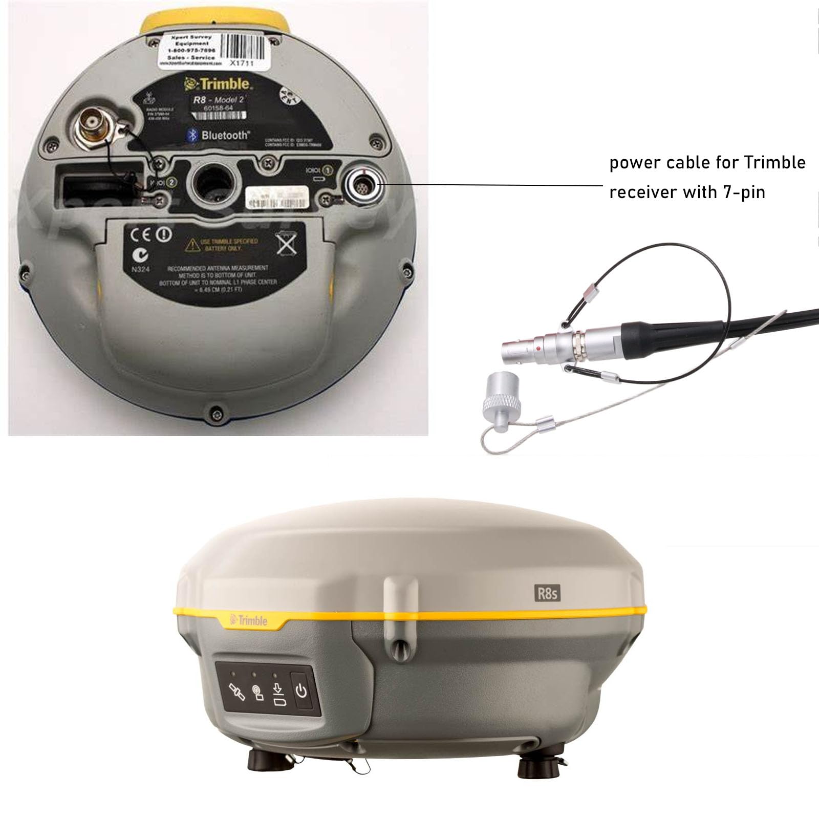 HangTon 12V Power Cable for Trimble R7 R8 R9 R10 R12 5700 5800 SPS985 GPS RTK GNSS Receiver - 7 Pin to Clips - Perfect for Surveying, Construction & Precision Agriculture Equipment Power Supply